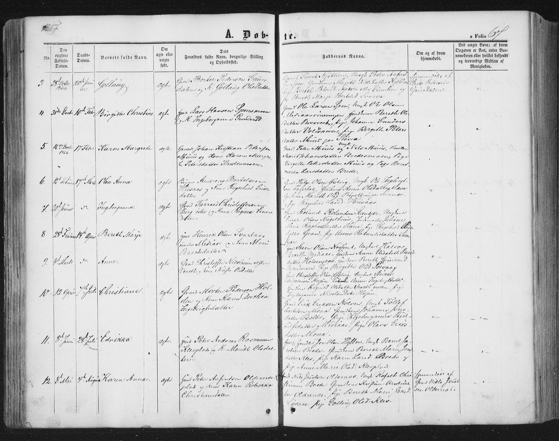 Ministerialprotokoller, klokkerbøker og fødselsregistre - Nord-Trøndelag, SAT/A-1458/749/L0472: Parish register (official) no. 749A06, 1857-1873, p. 67