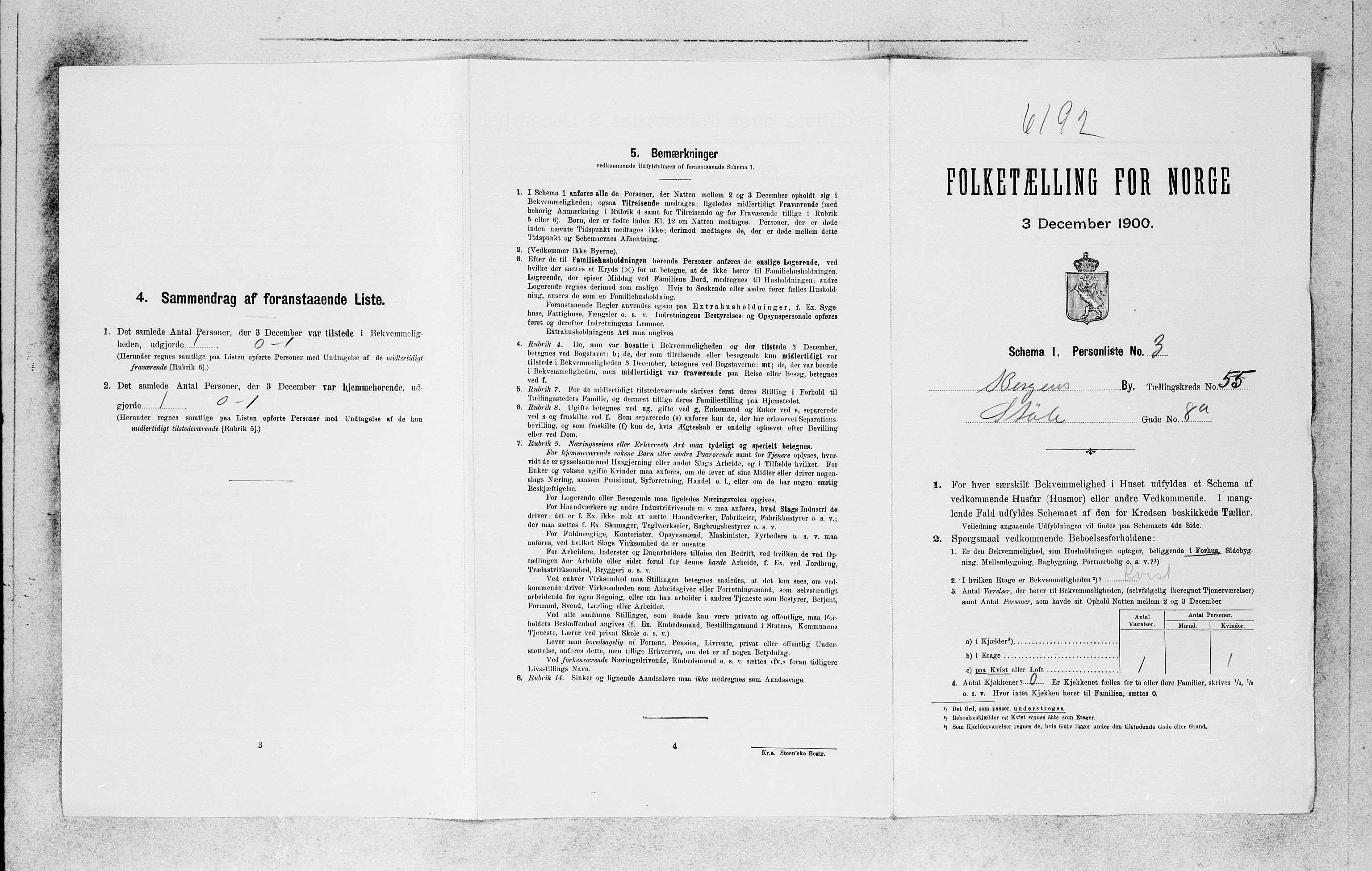 SAB, 1900 census for Bergen, 1900, p. 11093