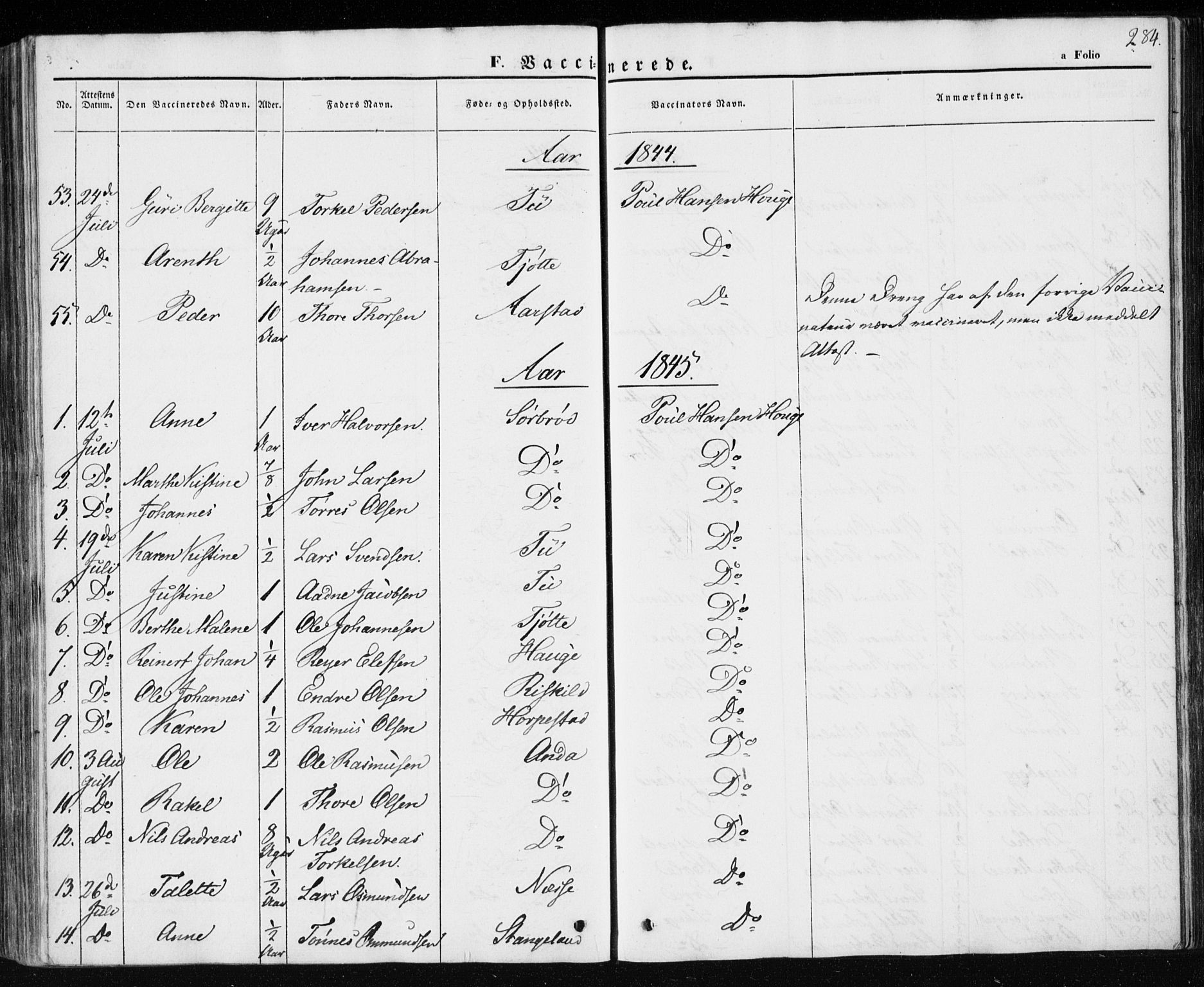 Klepp sokneprestkontor, SAST/A-101803/001/3/30BA/L0004: Parish register (official) no. A 4, 1842-1852, p. 284