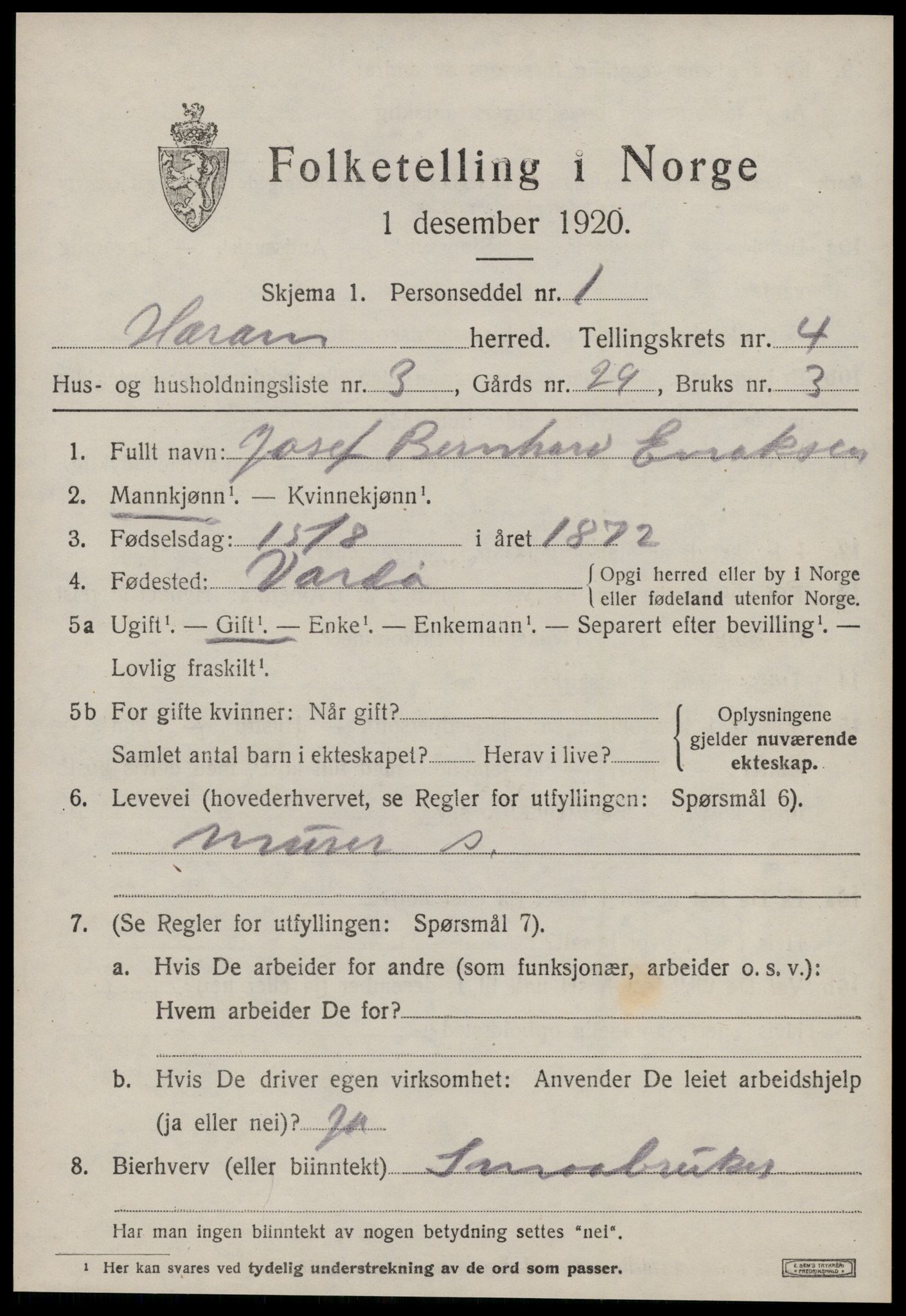 SAT, 1920 census for Haram, 1920, p. 2259
