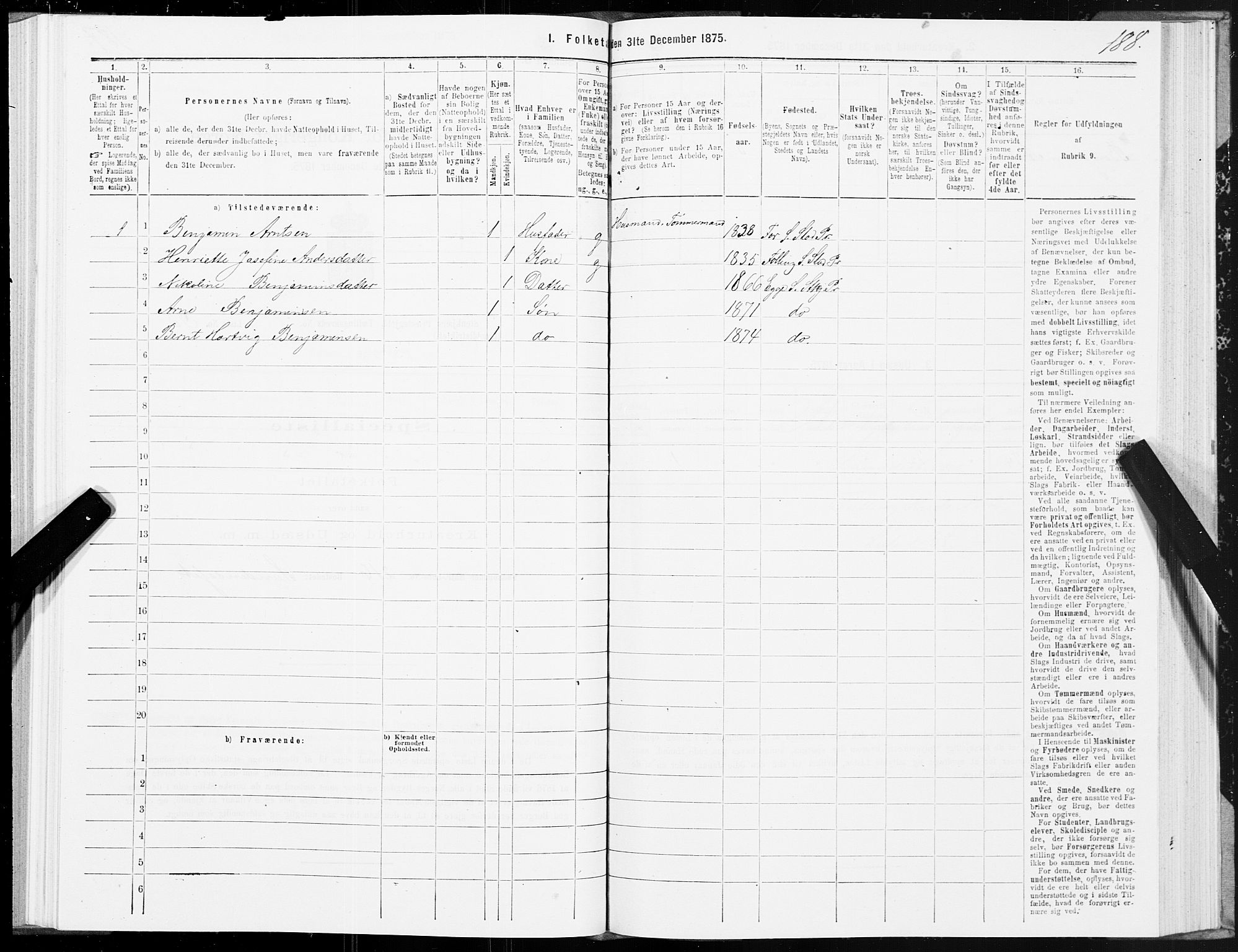 SAT, 1875 census for 1733L Steinkjer/Egge, 1875, p. 1188