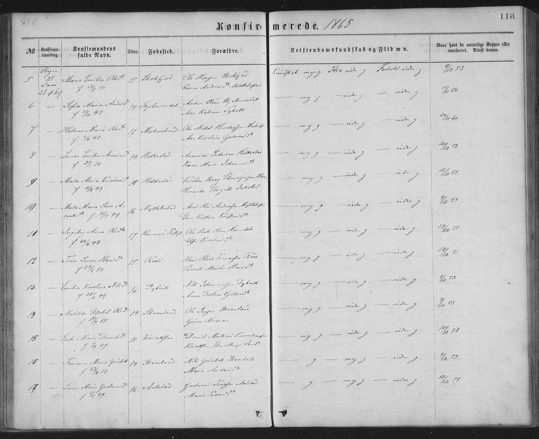 Ministerialprotokoller, klokkerbøker og fødselsregistre - Nordland, AV/SAT-A-1459/855/L0801: Parish register (official) no. 855A09, 1864-1874, p. 113