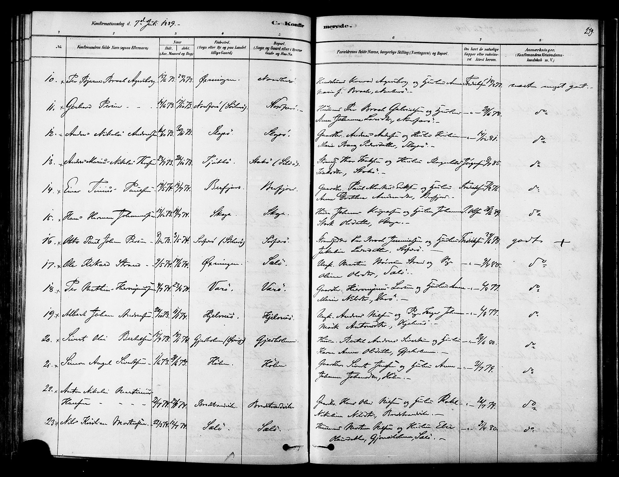 Ministerialprotokoller, klokkerbøker og fødselsregistre - Nordland, AV/SAT-A-1459/834/L0507: Parish register (official) no. 834A05, 1878-1892, p. 279