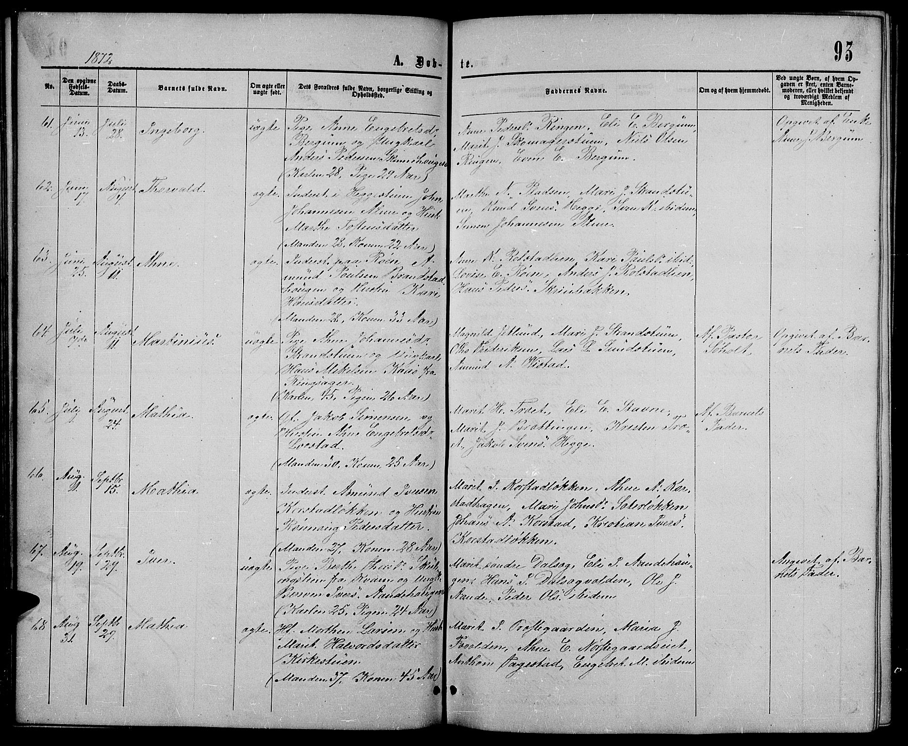 Sør-Fron prestekontor, AV/SAH-PREST-010/H/Ha/Hab/L0002: Parish register (copy) no. 2, 1864-1883, p. 93