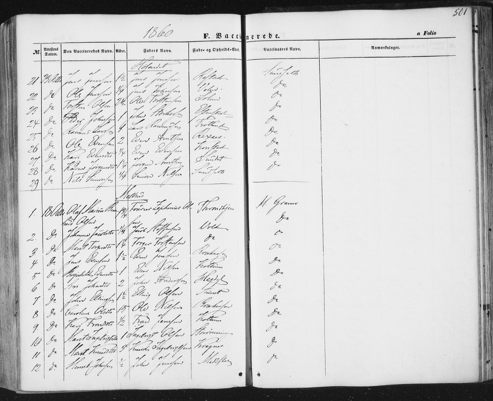 Ministerialprotokoller, klokkerbøker og fødselsregistre - Sør-Trøndelag, SAT/A-1456/691/L1076: Parish register (official) no. 691A08, 1852-1861, p. 501
