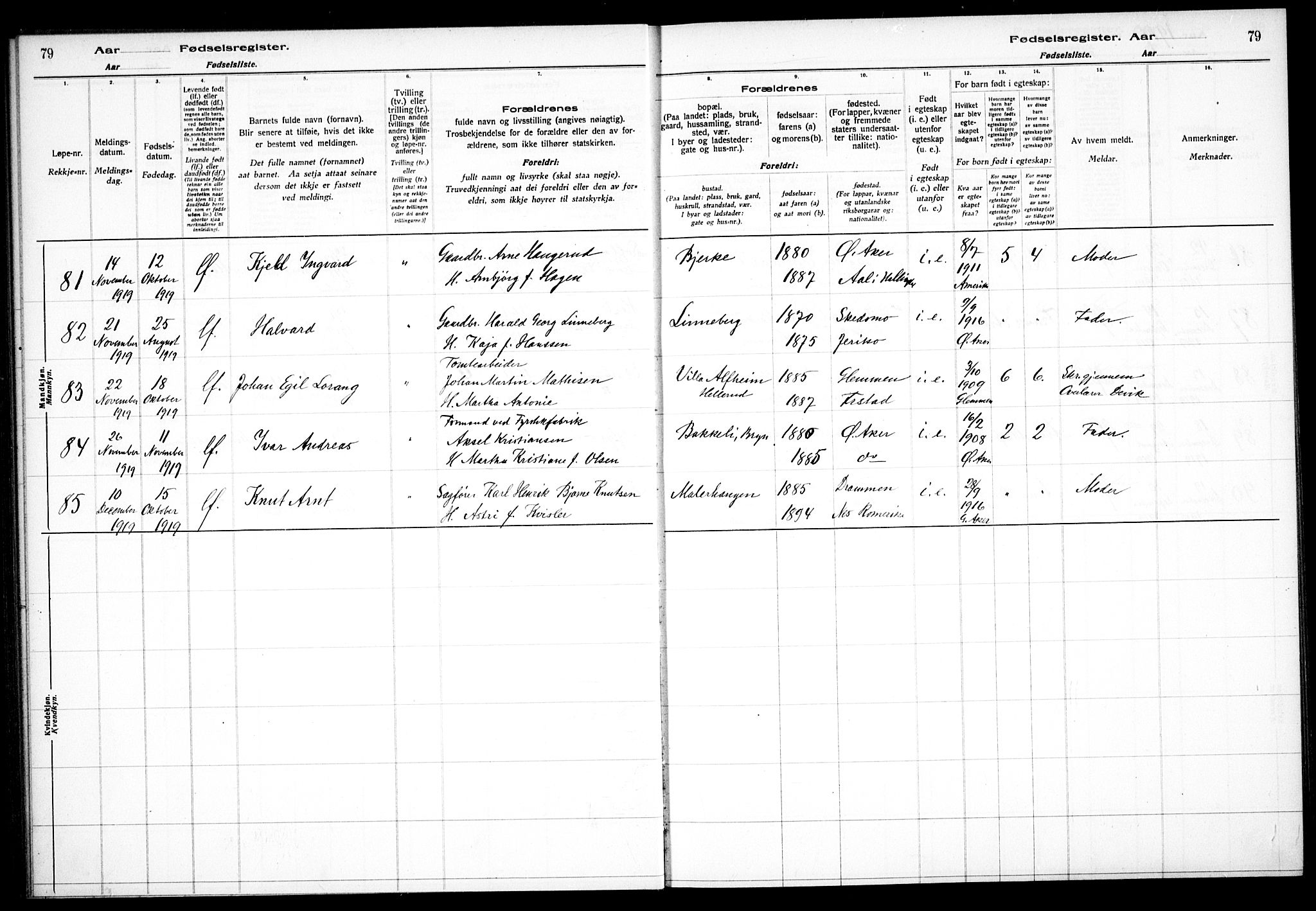 Østre Aker prestekontor Kirkebøker, AV/SAO-A-10840/J/Ja/L0001: Birth register no. I 1, 1916-1923, p. 79