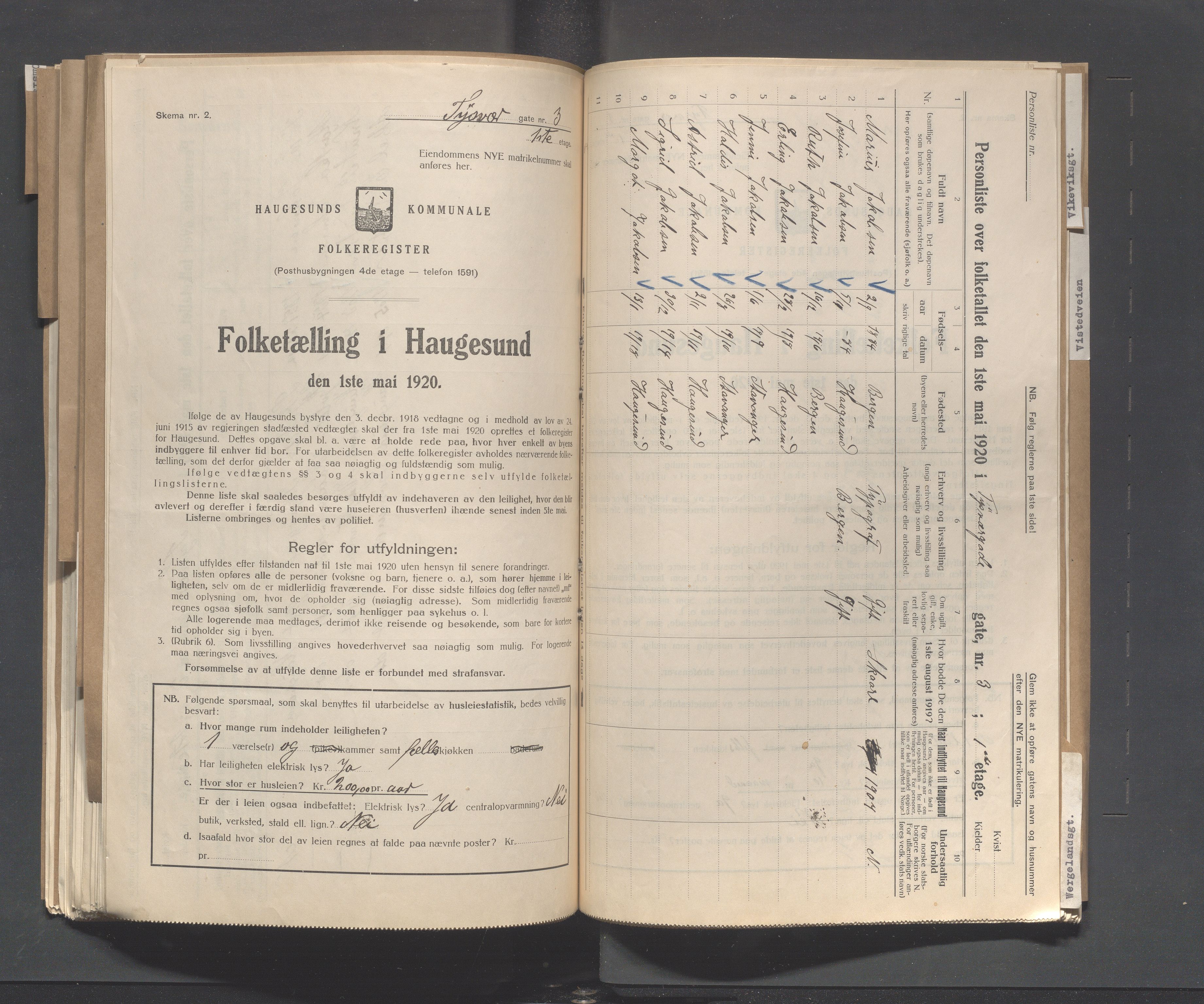 IKAR, Local census 1.5.1920 for Haugesund, 1920, p. 5259