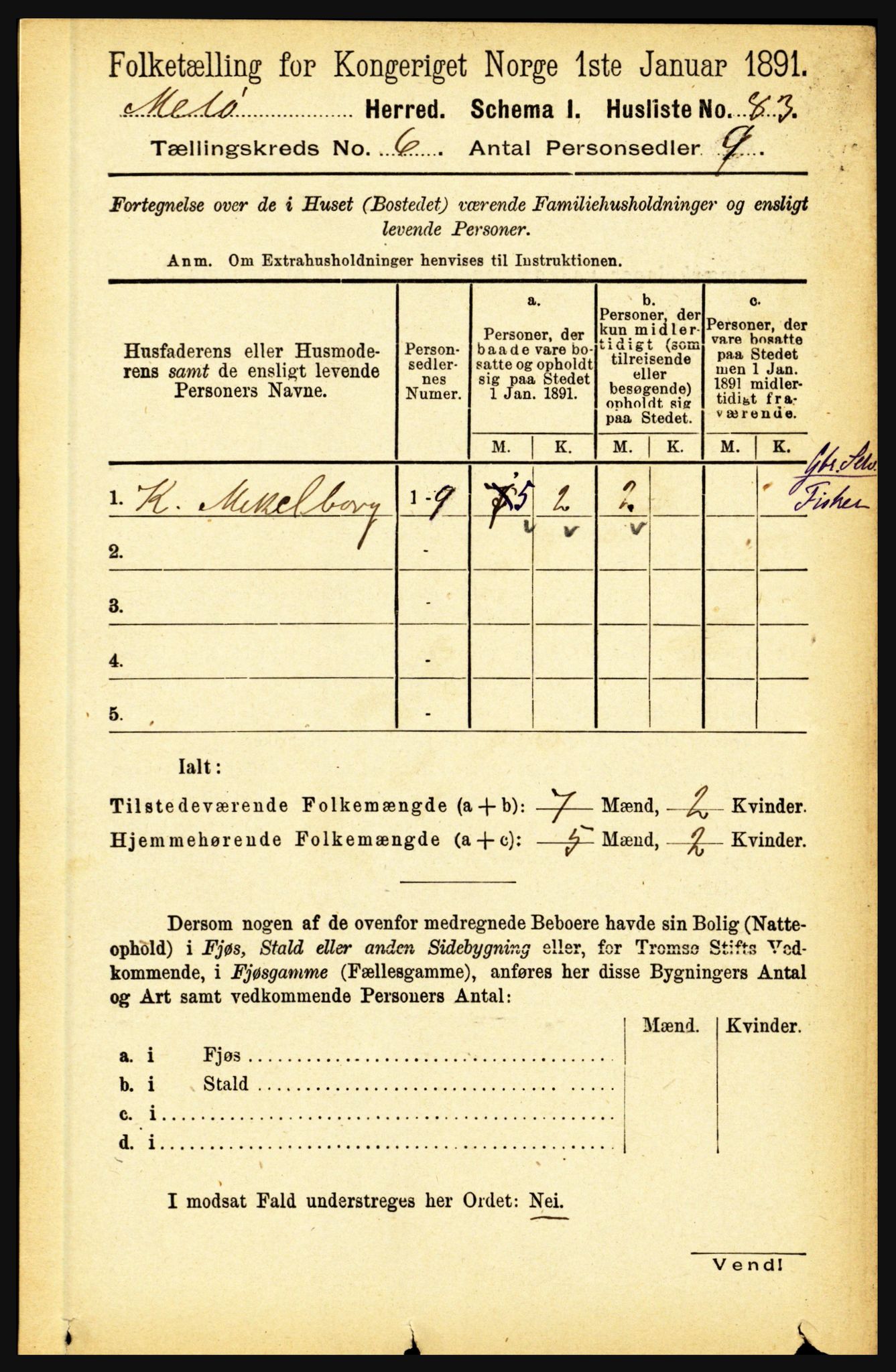 RA, 1891 census for 1837 Meløy, 1891, p. 2141