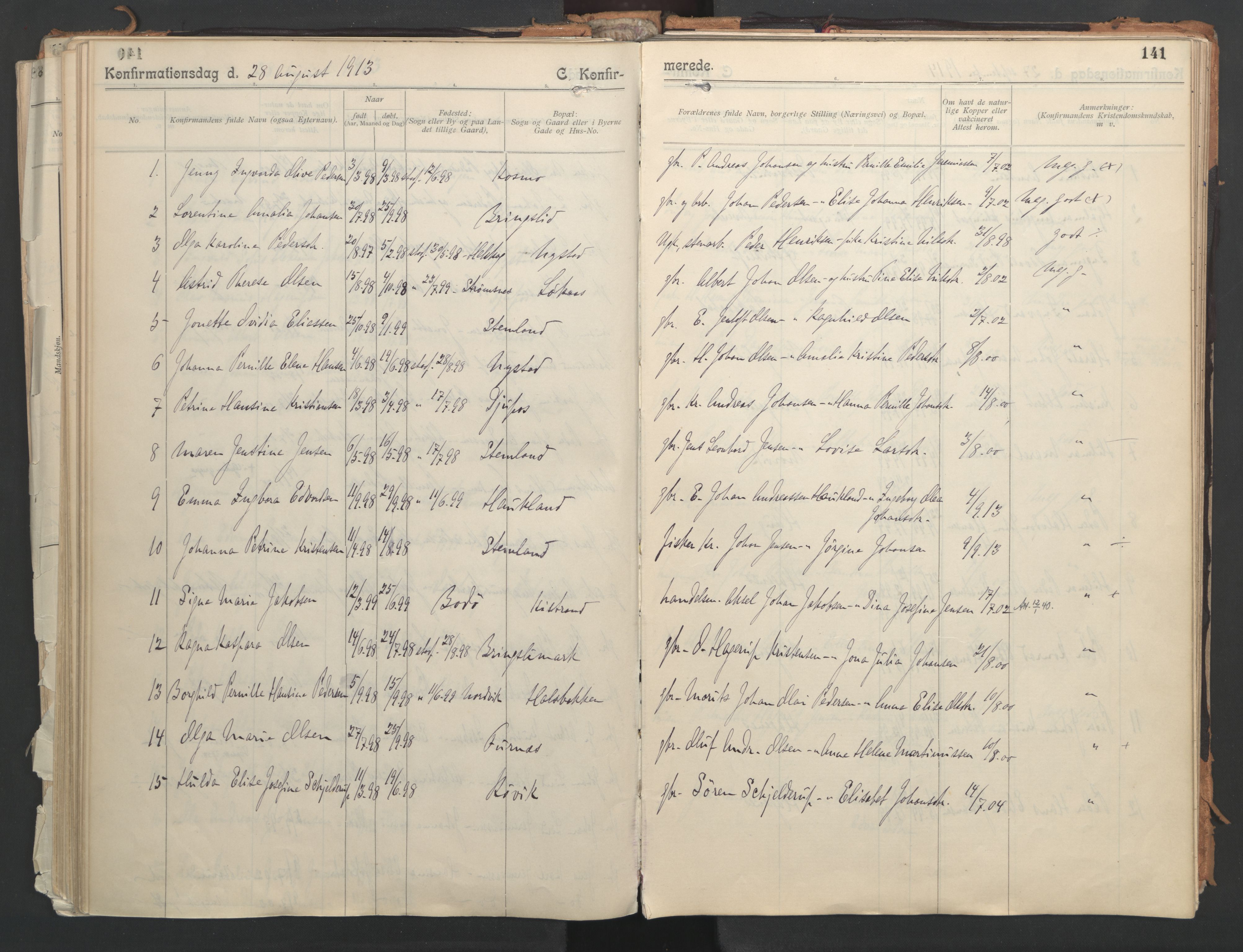 Ministerialprotokoller, klokkerbøker og fødselsregistre - Nordland, AV/SAT-A-1459/851/L0724: Parish register (official) no. 851A01, 1901-1922, p. 141