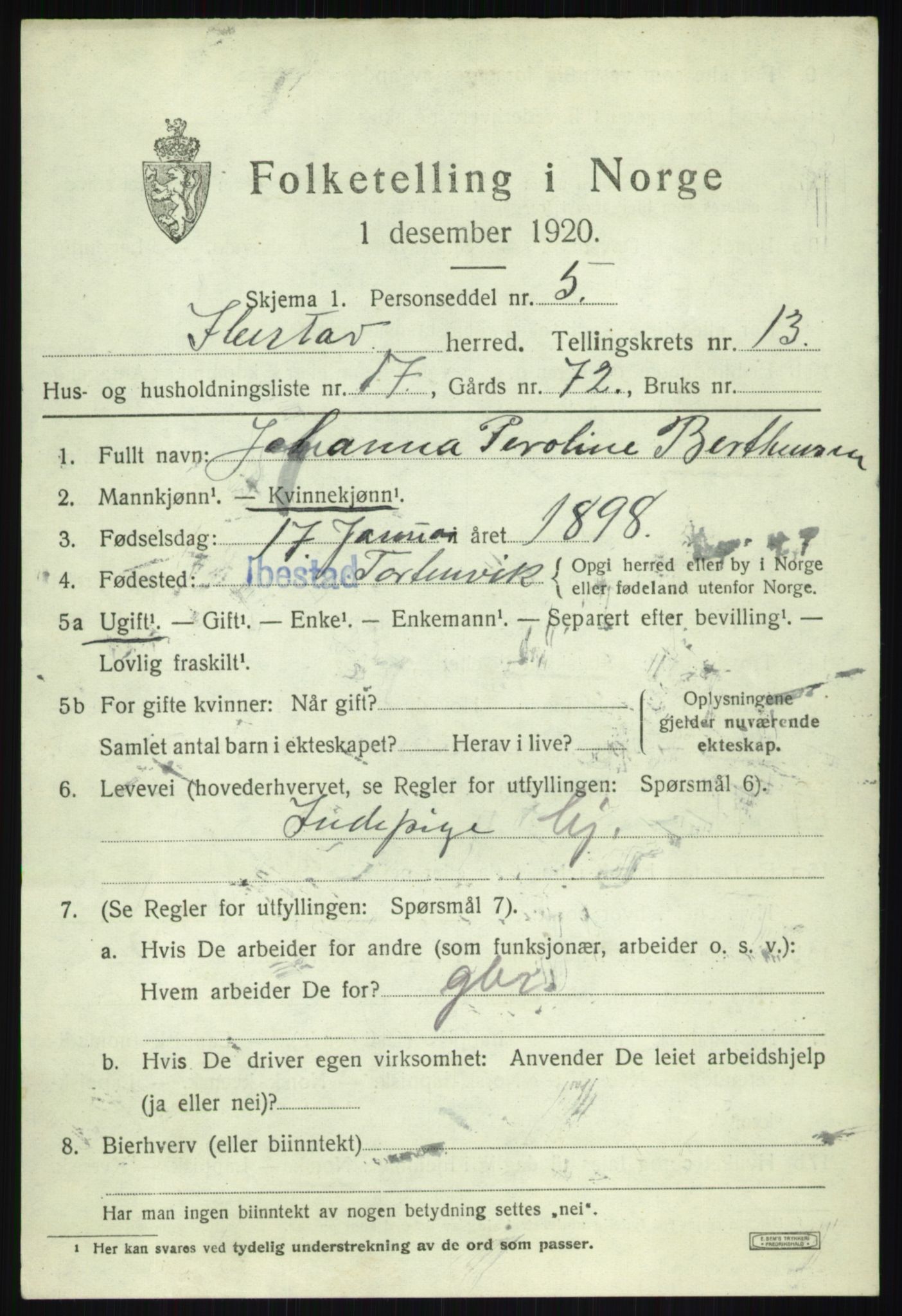 SATØ, 1920 census for Ibestad, 1920, p. 6991