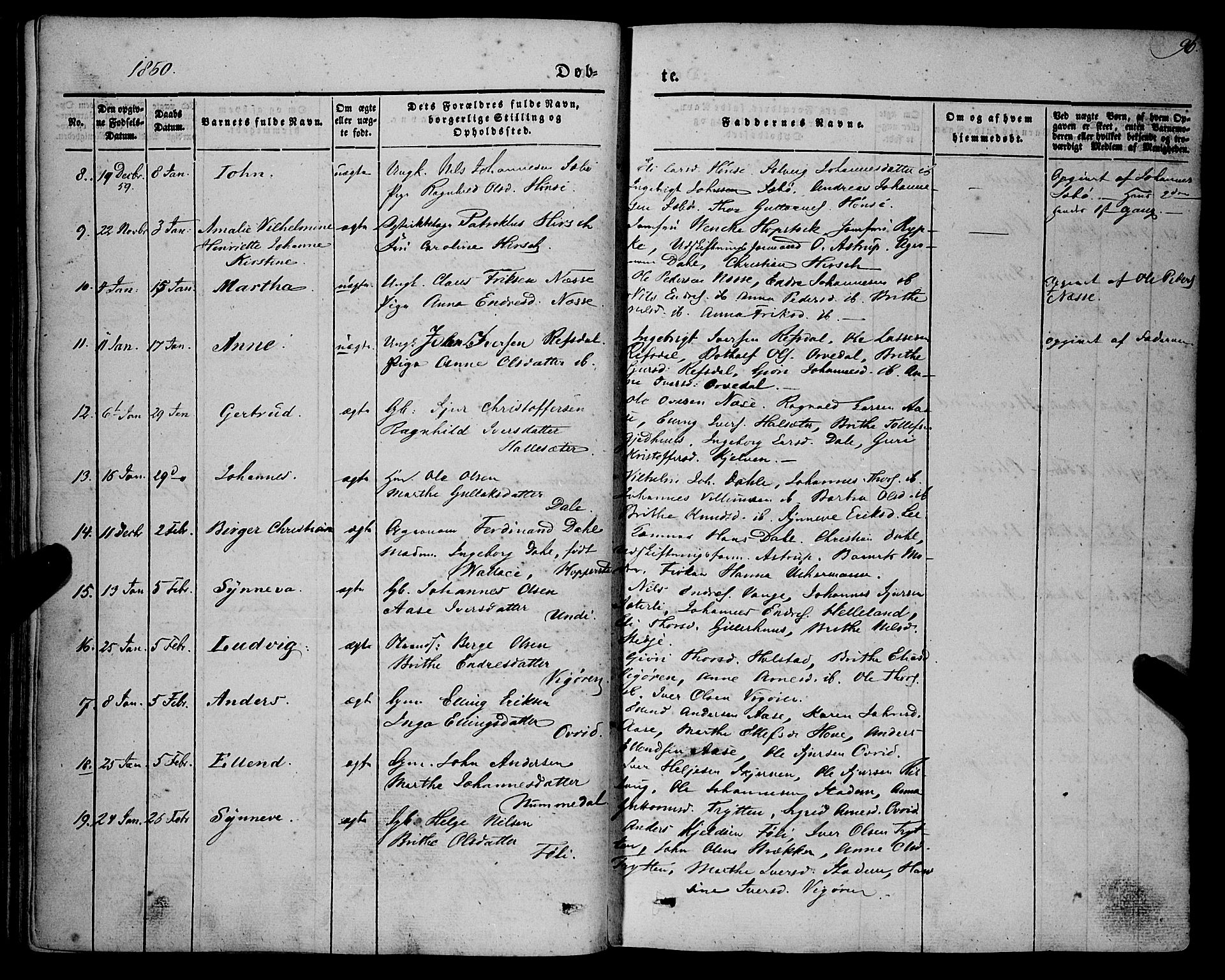 Vik sokneprestembete, AV/SAB-A-81501/H/Haa/Haaa/L0008: Parish register (official) no. A 8, 1846-1865, p. 96