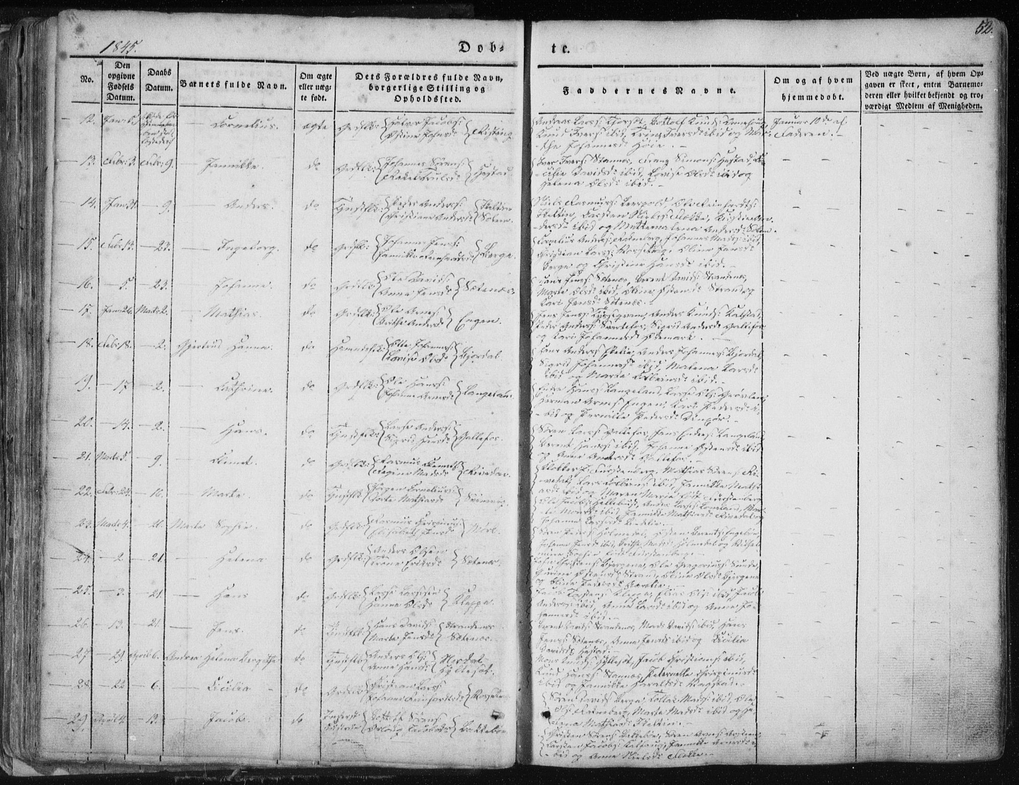 Fjaler sokneprestembete, SAB/A-79801/H/Haa/Haaa/L0006: Parish register (official) no. A 6, 1835-1884, p. 52