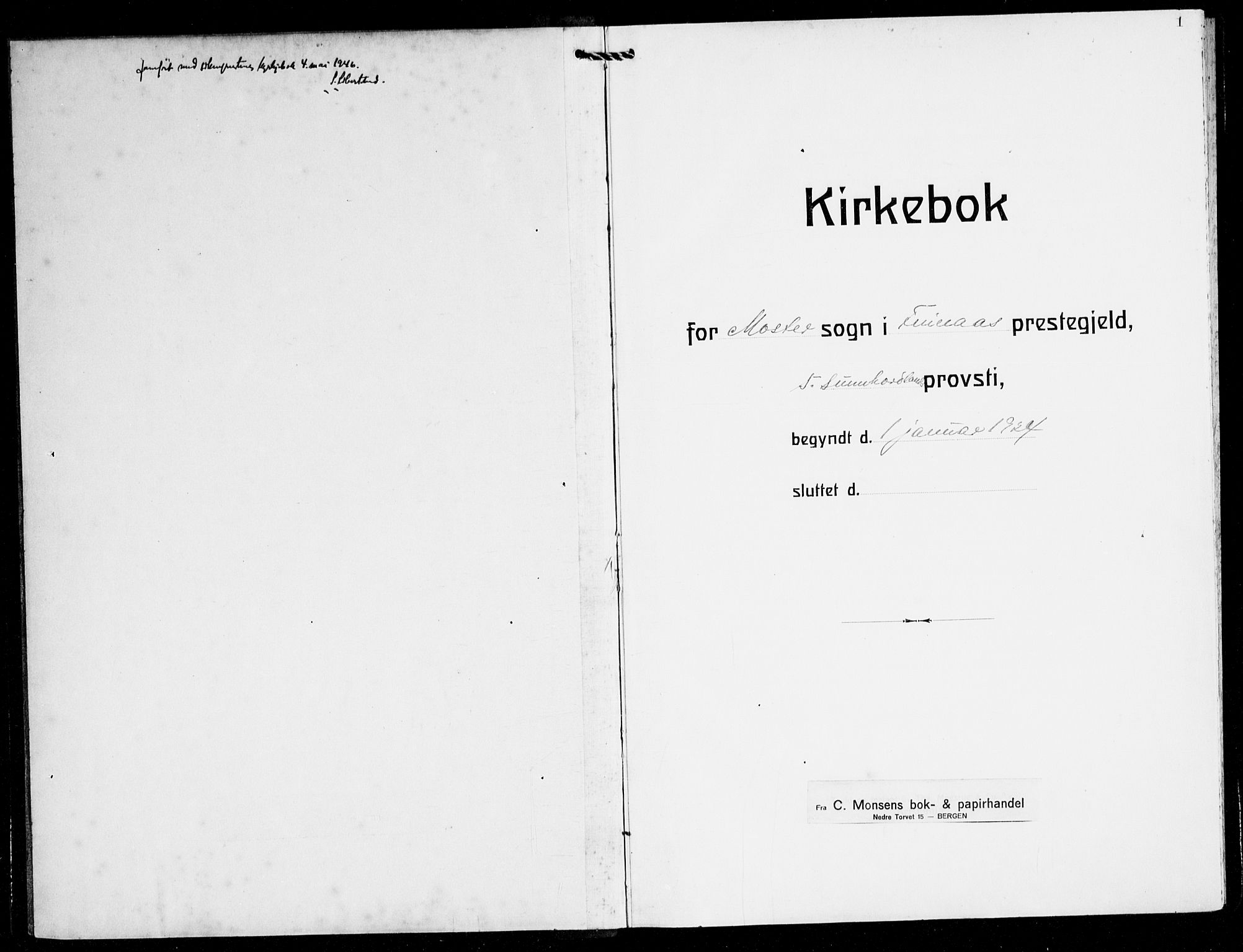 Finnås sokneprestembete, SAB/A-99925/H/Ha/Hab/Haba/L0005: Parish register (copy) no. A 5, 1924-1945, p. 1