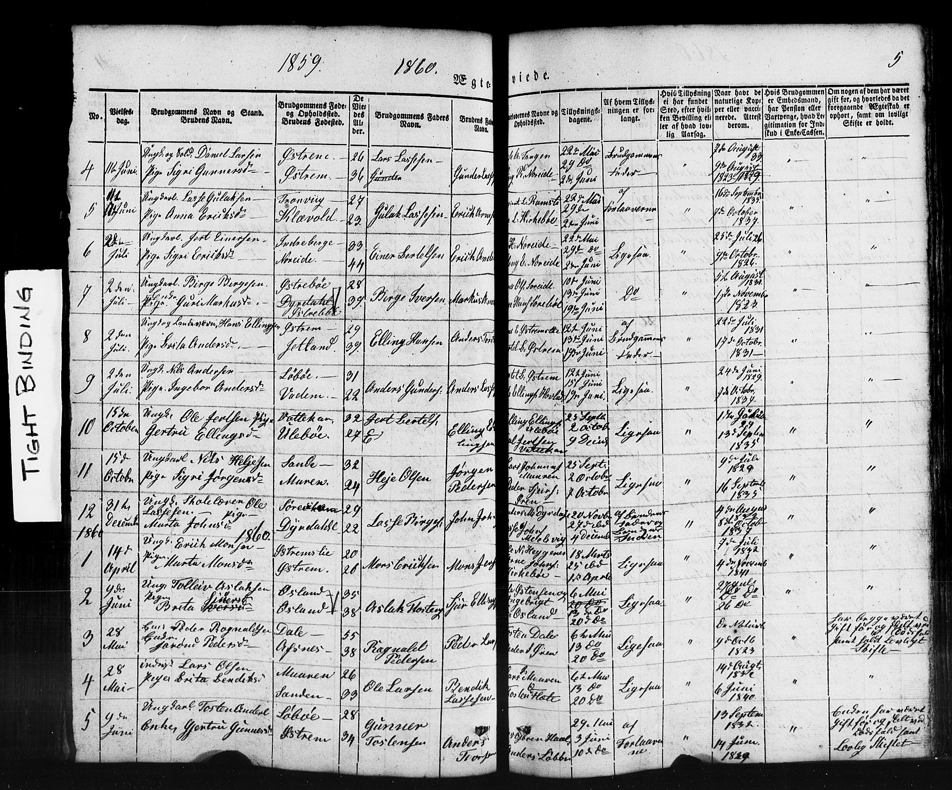 Lavik sokneprestembete, AV/SAB-A-80901: Parish register (copy) no. B 1, 1854-1881, p. 5