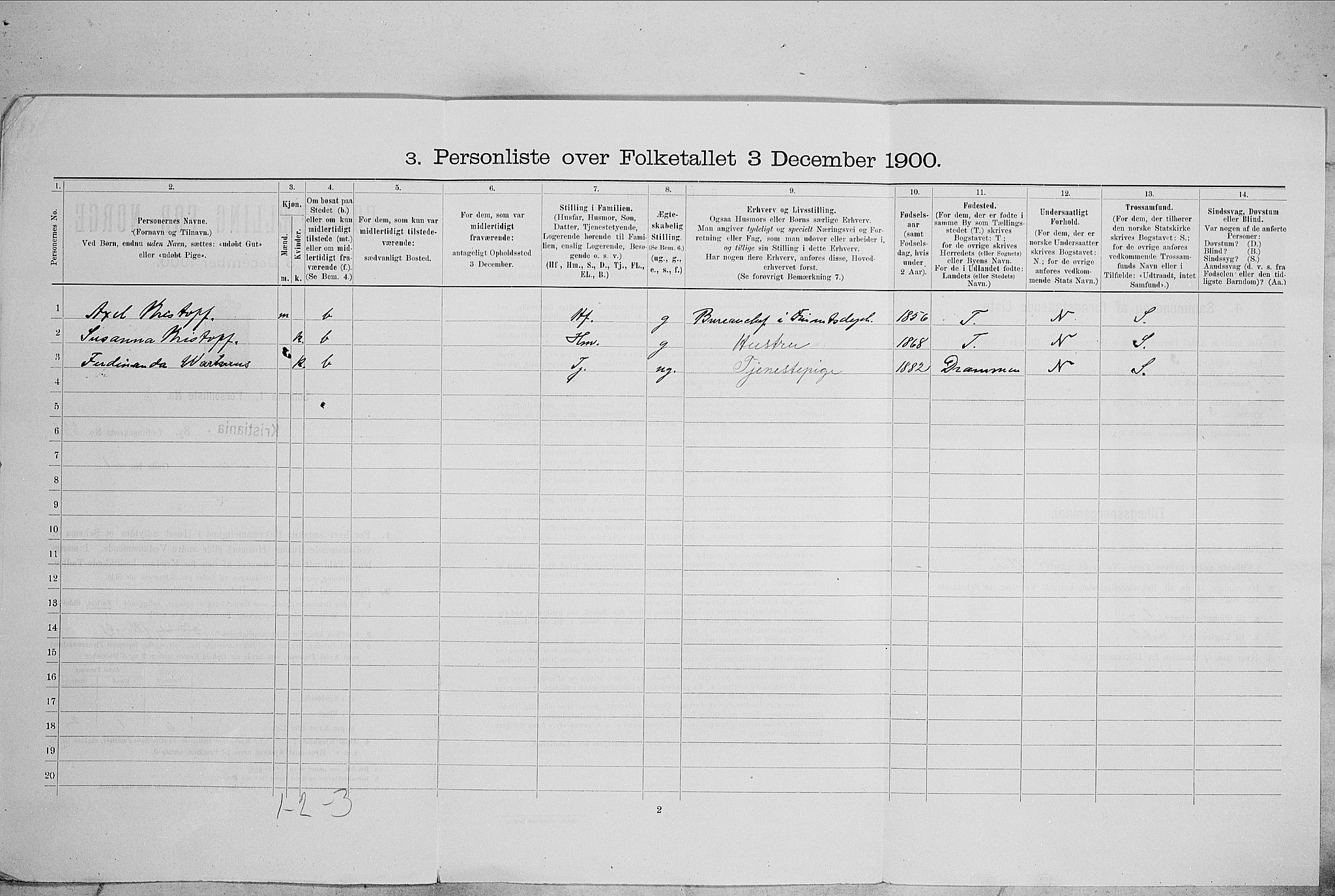 SAO, 1900 census for Kristiania, 1900, p. 68850