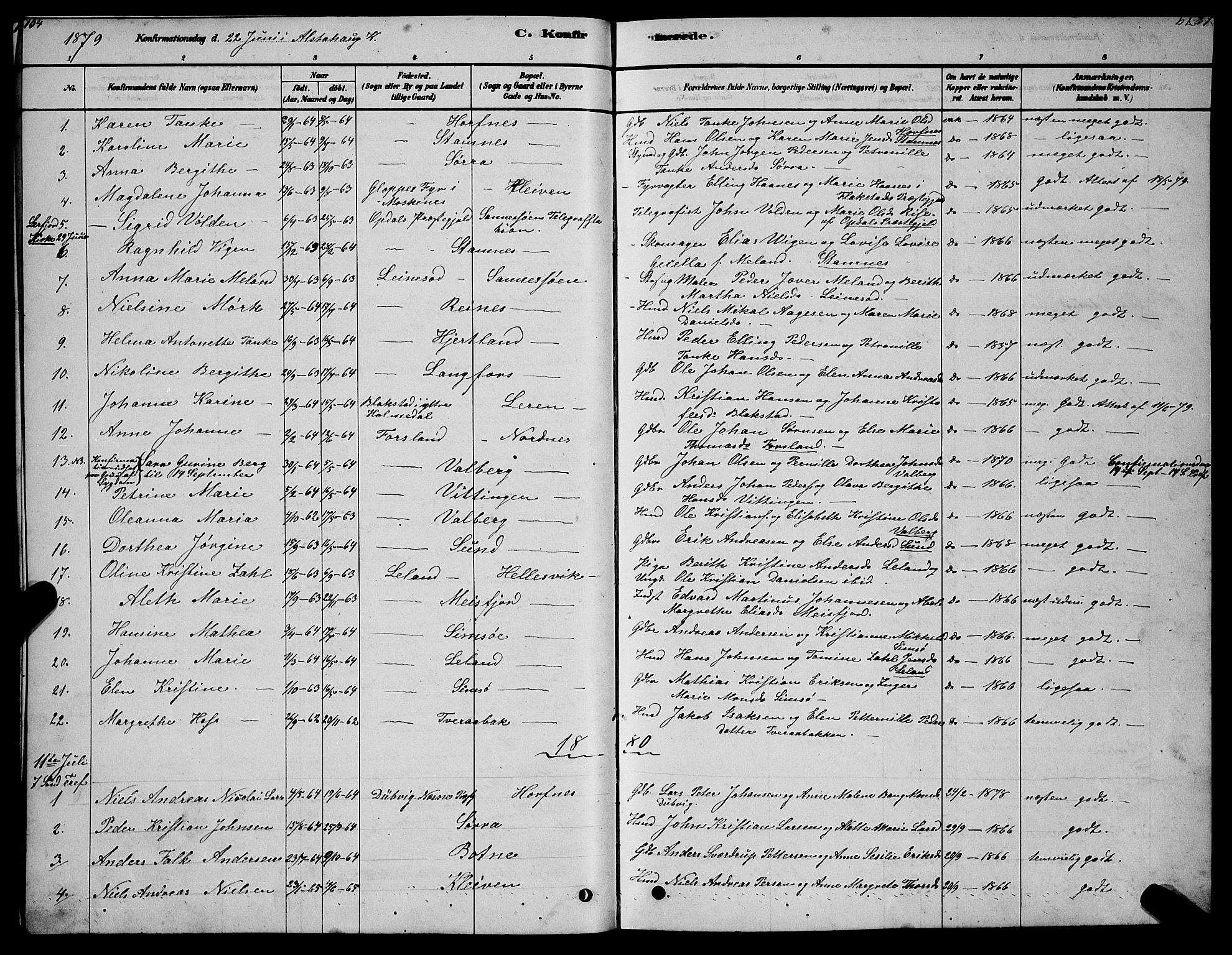 Ministerialprotokoller, klokkerbøker og fødselsregistre - Nordland, AV/SAT-A-1459/831/L0477: Parish register (copy) no. 831C04, 1878-1897, p. 104