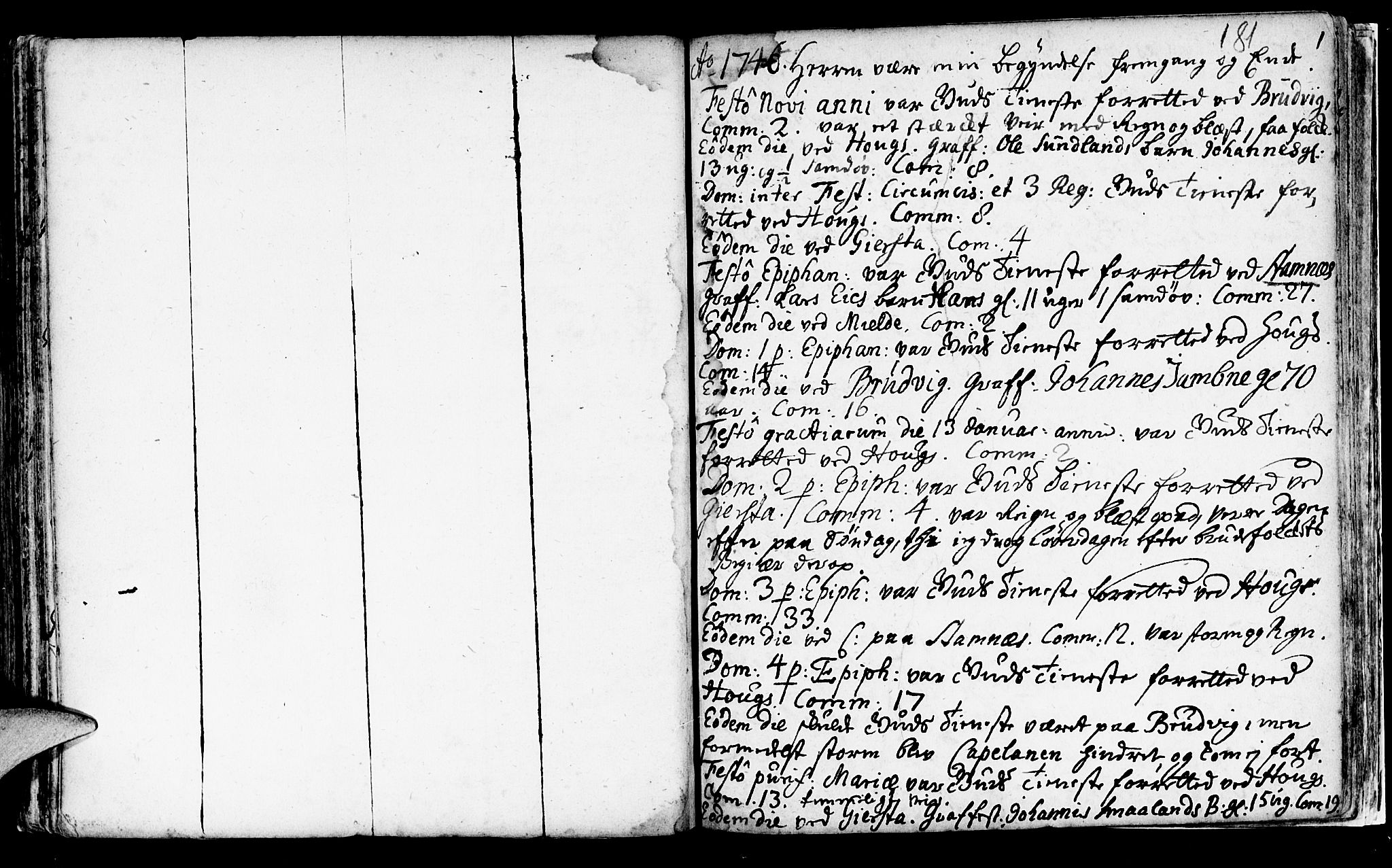 Haus sokneprestembete, SAB/A-75601/H/Haa: Parish register (official) no. A 5, 1733-1747, p. 181