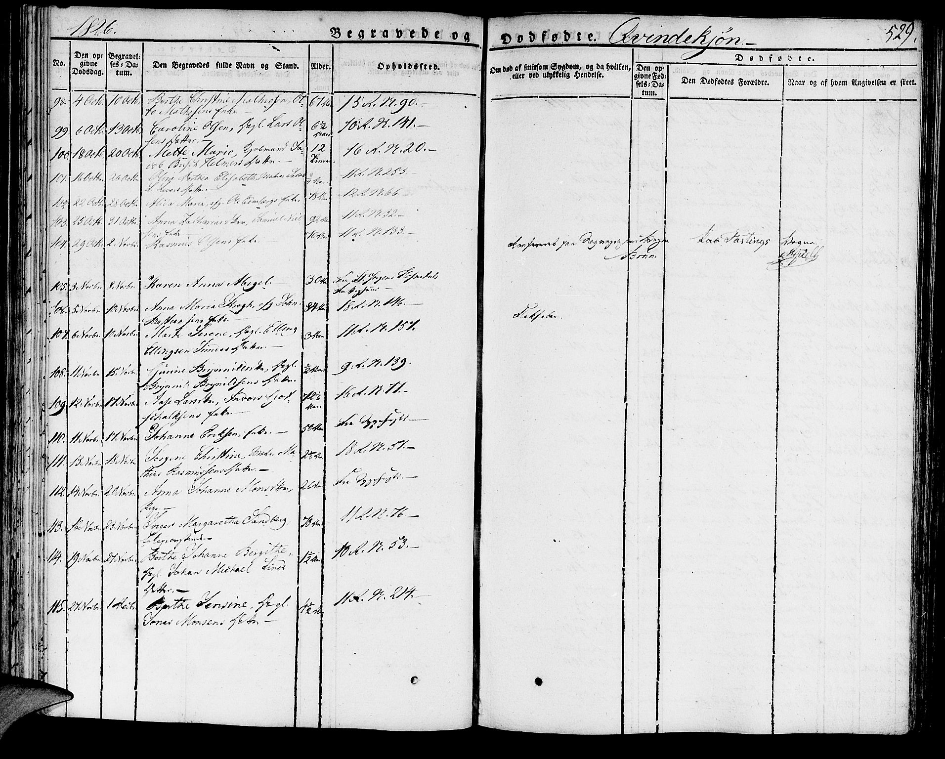 Domkirken sokneprestembete, SAB/A-74801/H/Haa/L0012: Parish register (official) no. A 12, 1821-1840, p. 529