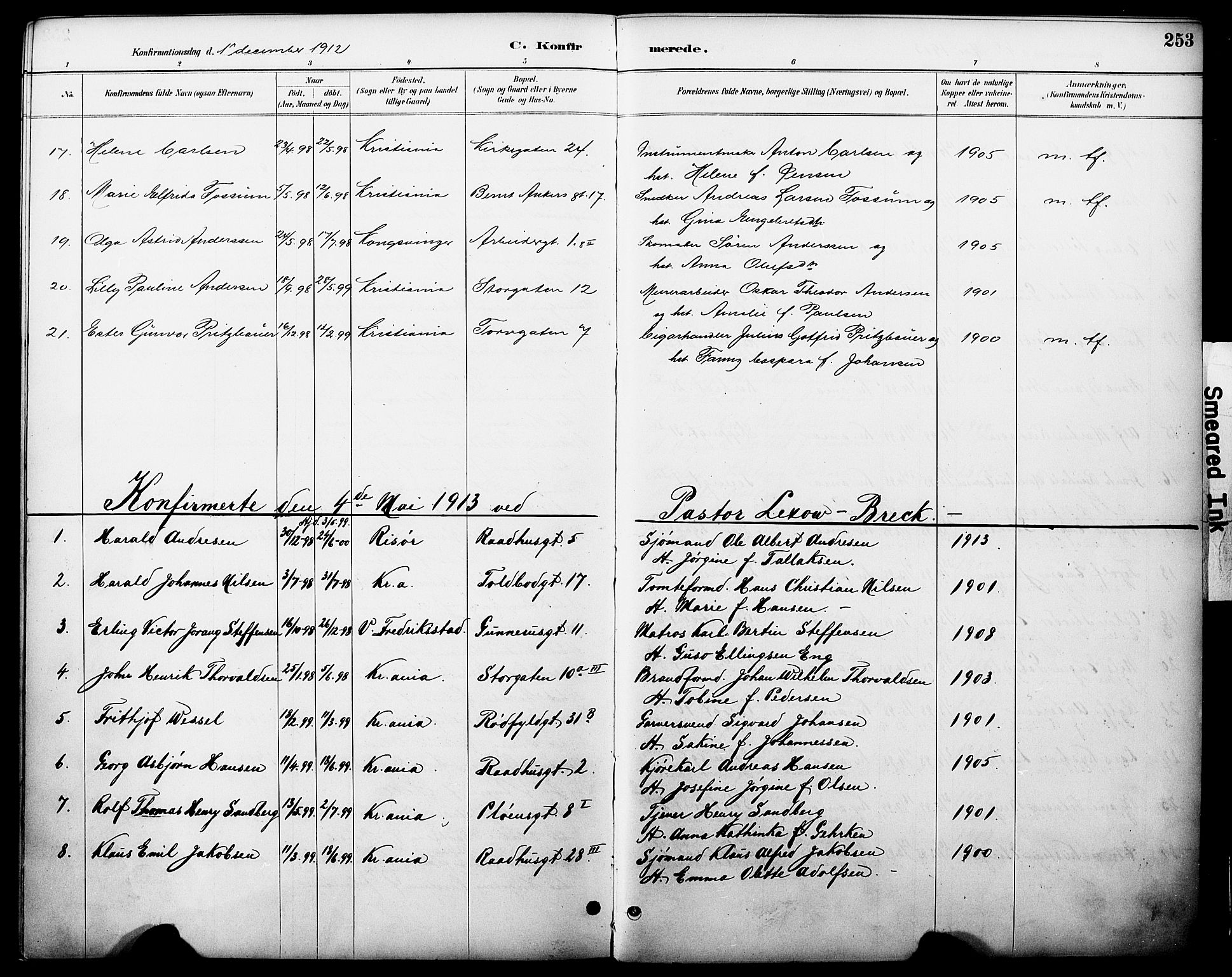Oslo domkirke Kirkebøker, AV/SAO-A-10752/F/Fa/L0030: Parish register (official) no. 30, 1887-1918, p. 253