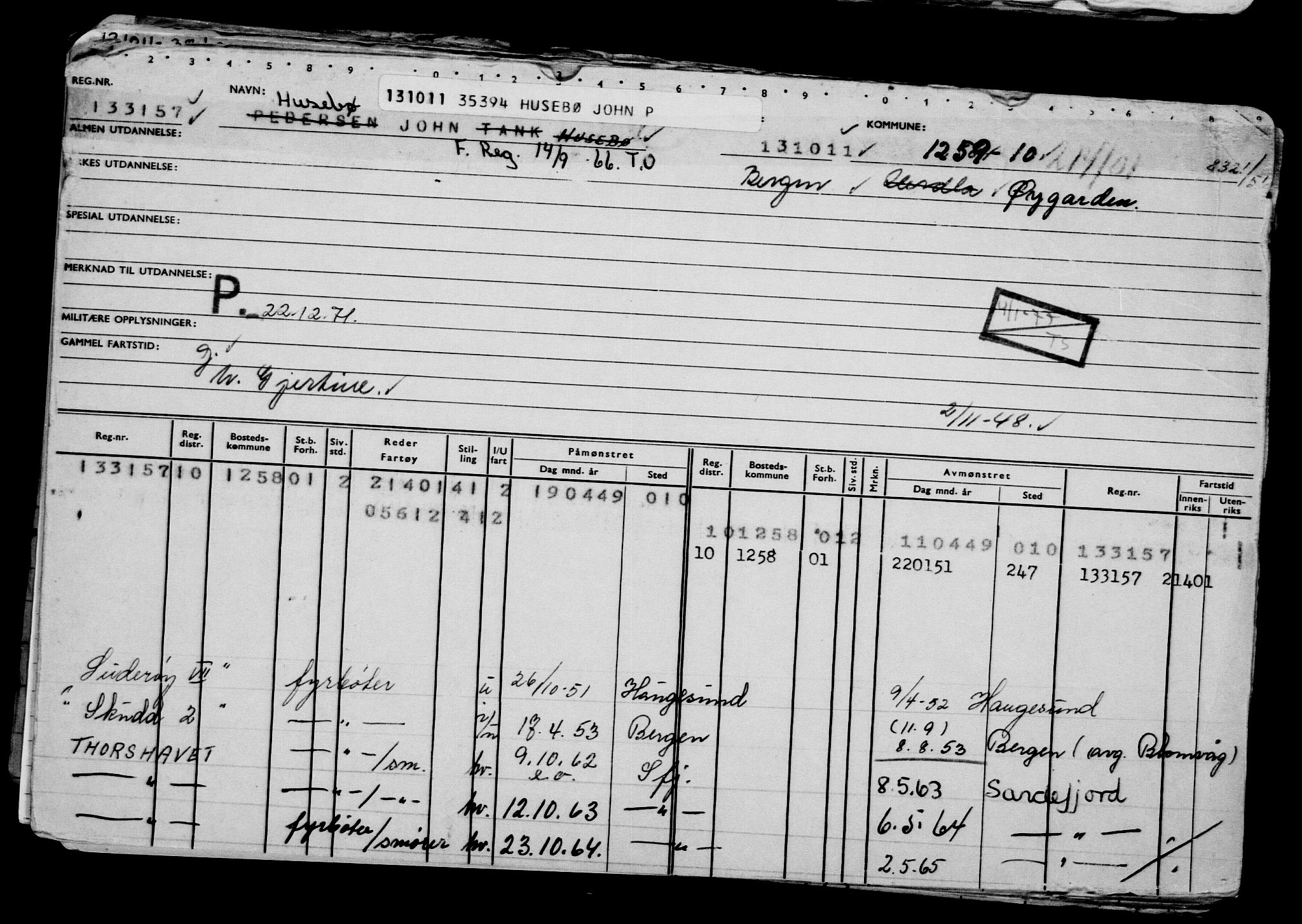 Direktoratet for sjømenn, AV/RA-S-3545/G/Gb/L0100: Hovedkort, 1911, p. 254