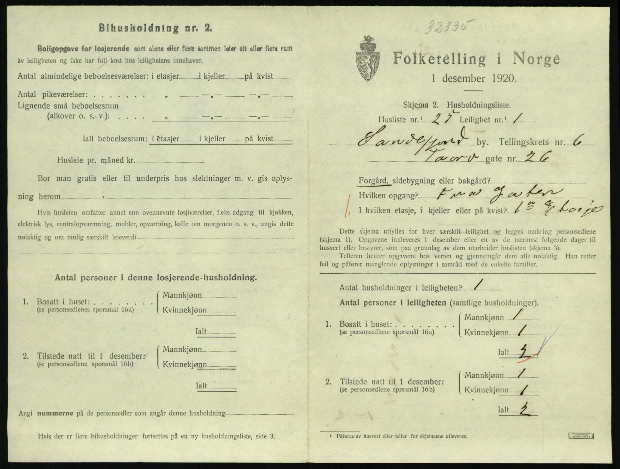 SAKO, 1920 census for Sandefjord, 1920, p. 2770