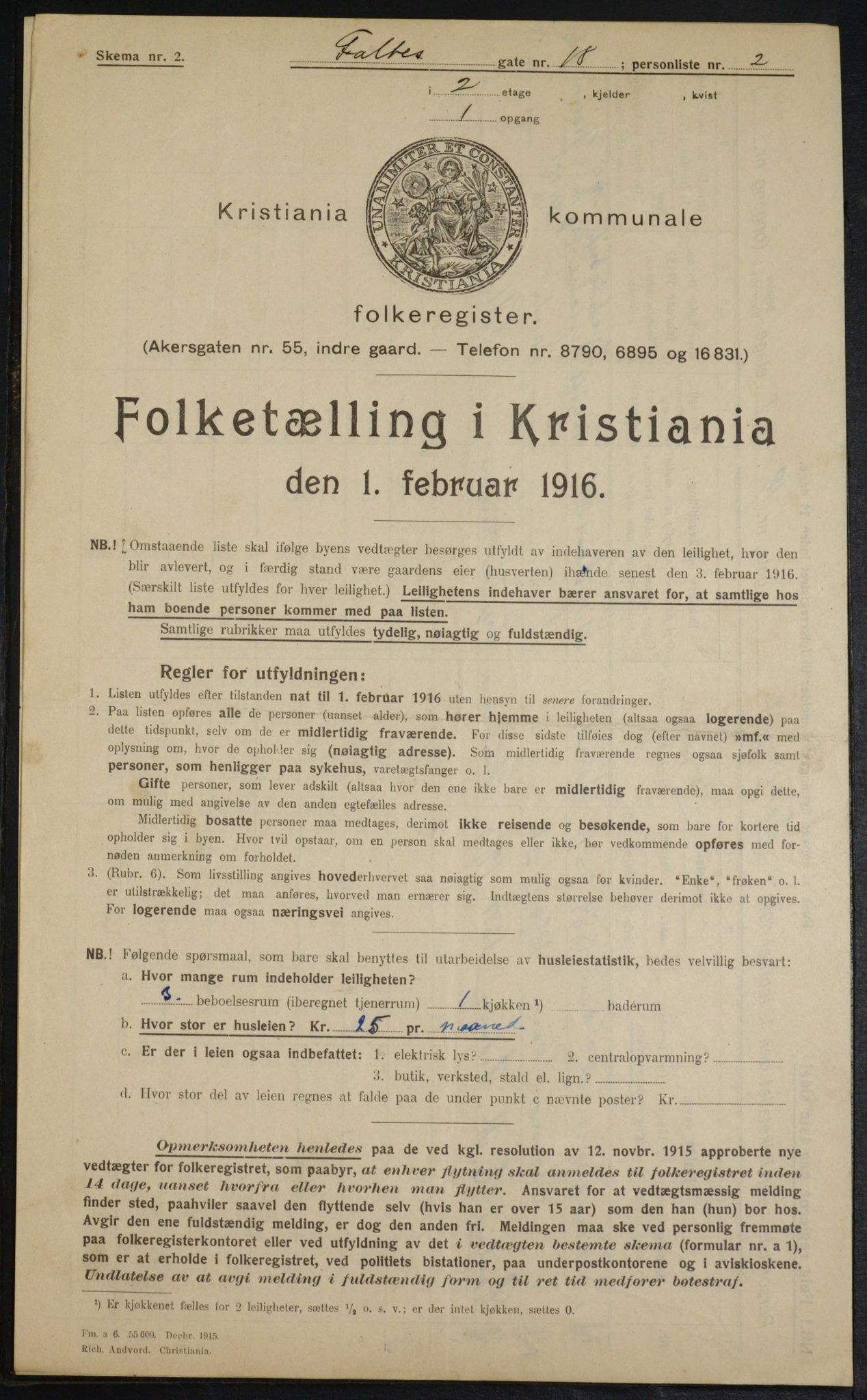 OBA, Municipal Census 1916 for Kristiania, 1916, p. 23625