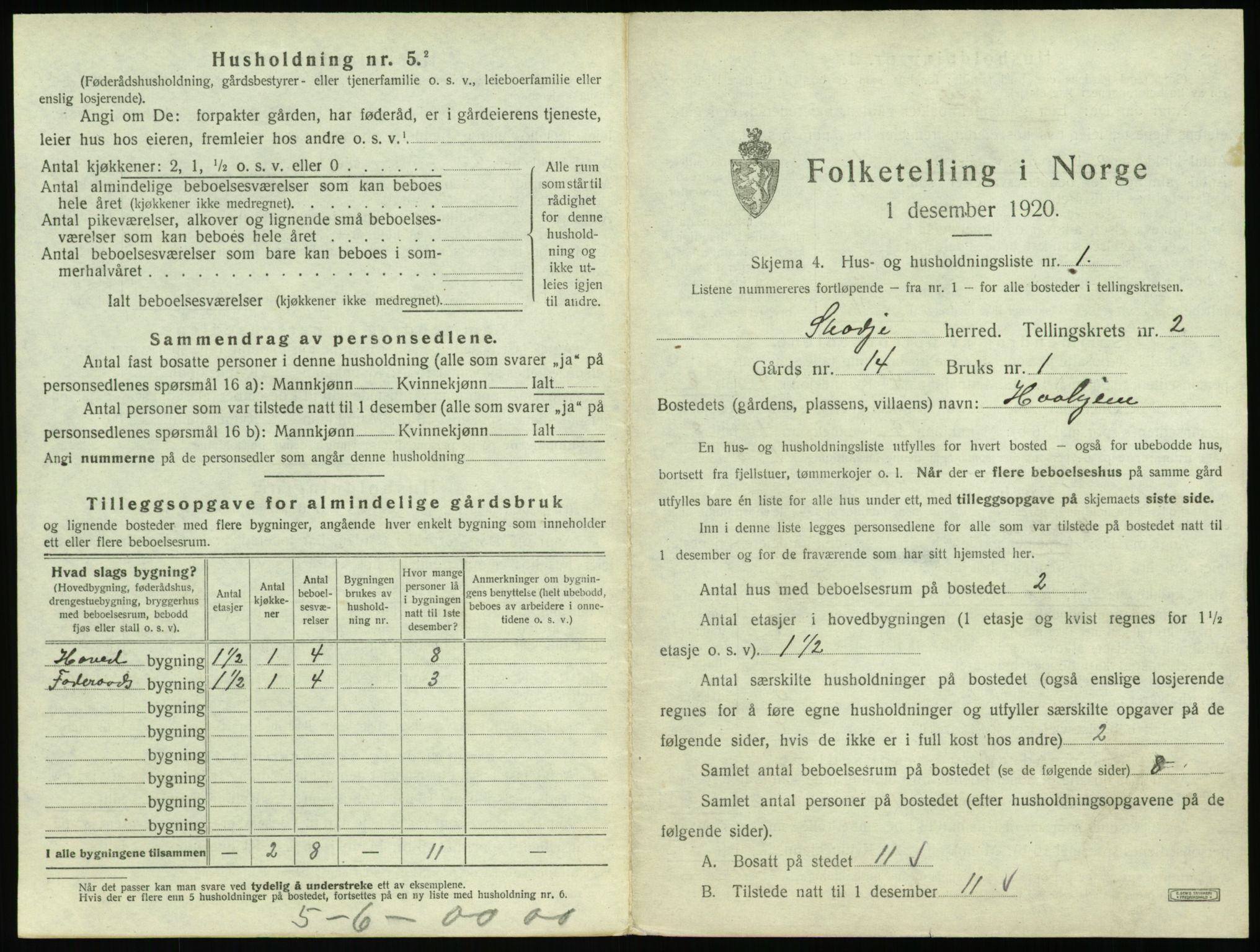 SAT, 1920 census for Skodje, 1920, p. 115