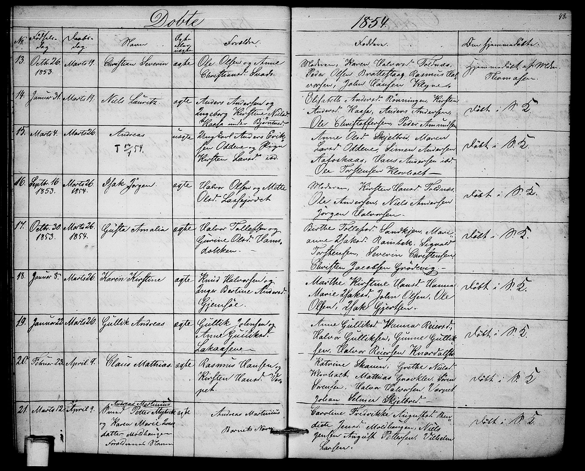 Solum kirkebøker, SAKO/A-306/G/Ga/L0003: Parish register (copy) no. I 3, 1848-1859, p. 48