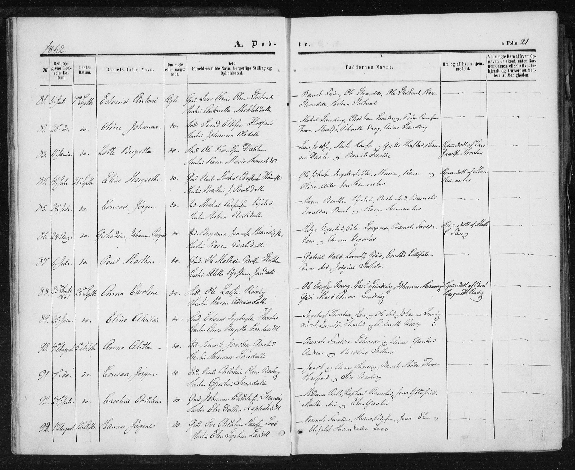 Ministerialprotokoller, klokkerbøker og fødselsregistre - Nord-Trøndelag, AV/SAT-A-1458/784/L0670: Parish register (official) no. 784A05, 1860-1876, p. 21