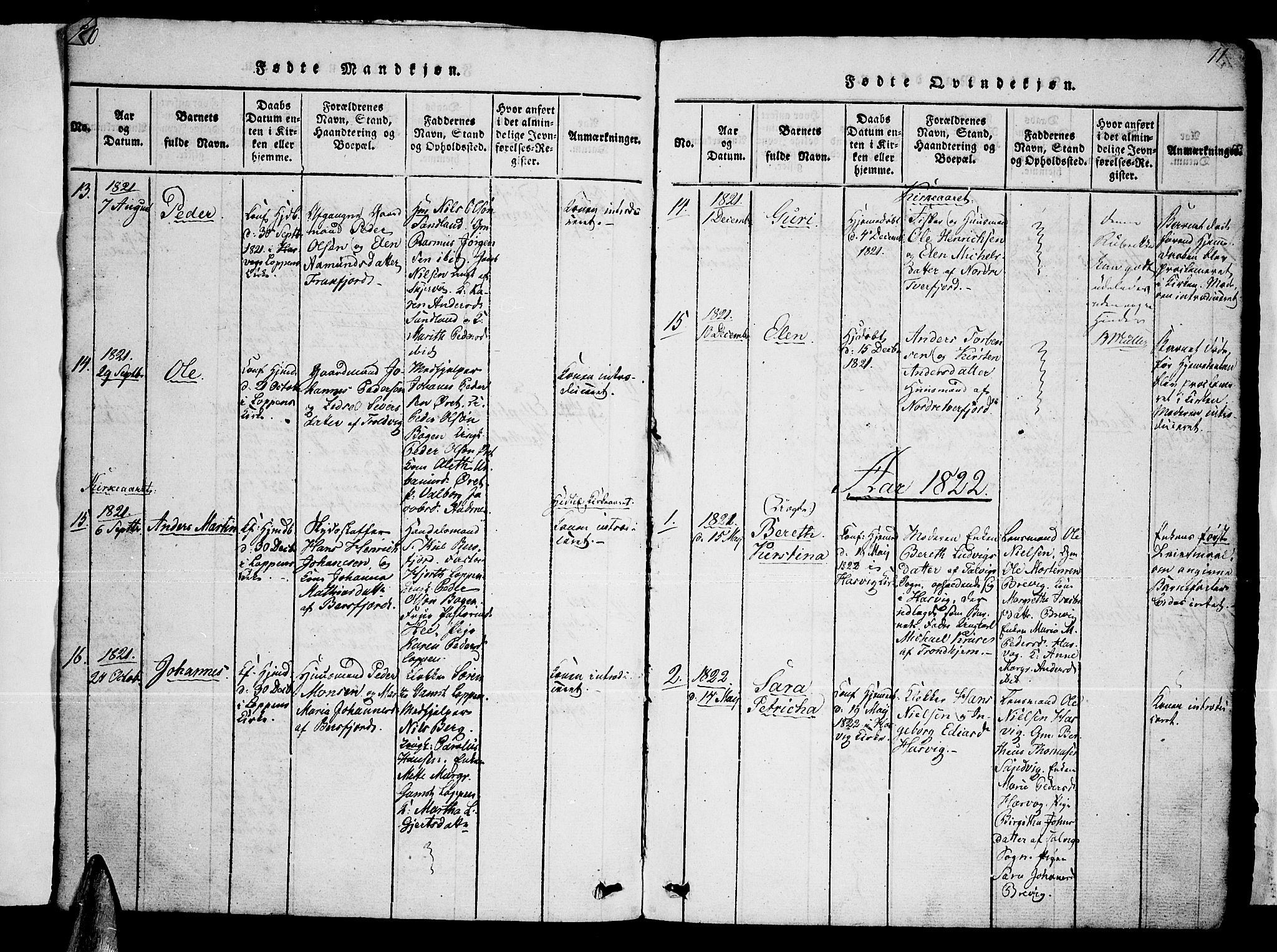 Loppa sokneprestkontor, SATØ/S-1339/H/Hb/L0001klokker: Parish register (copy) no. 1, 1820-1849, p. 10-11