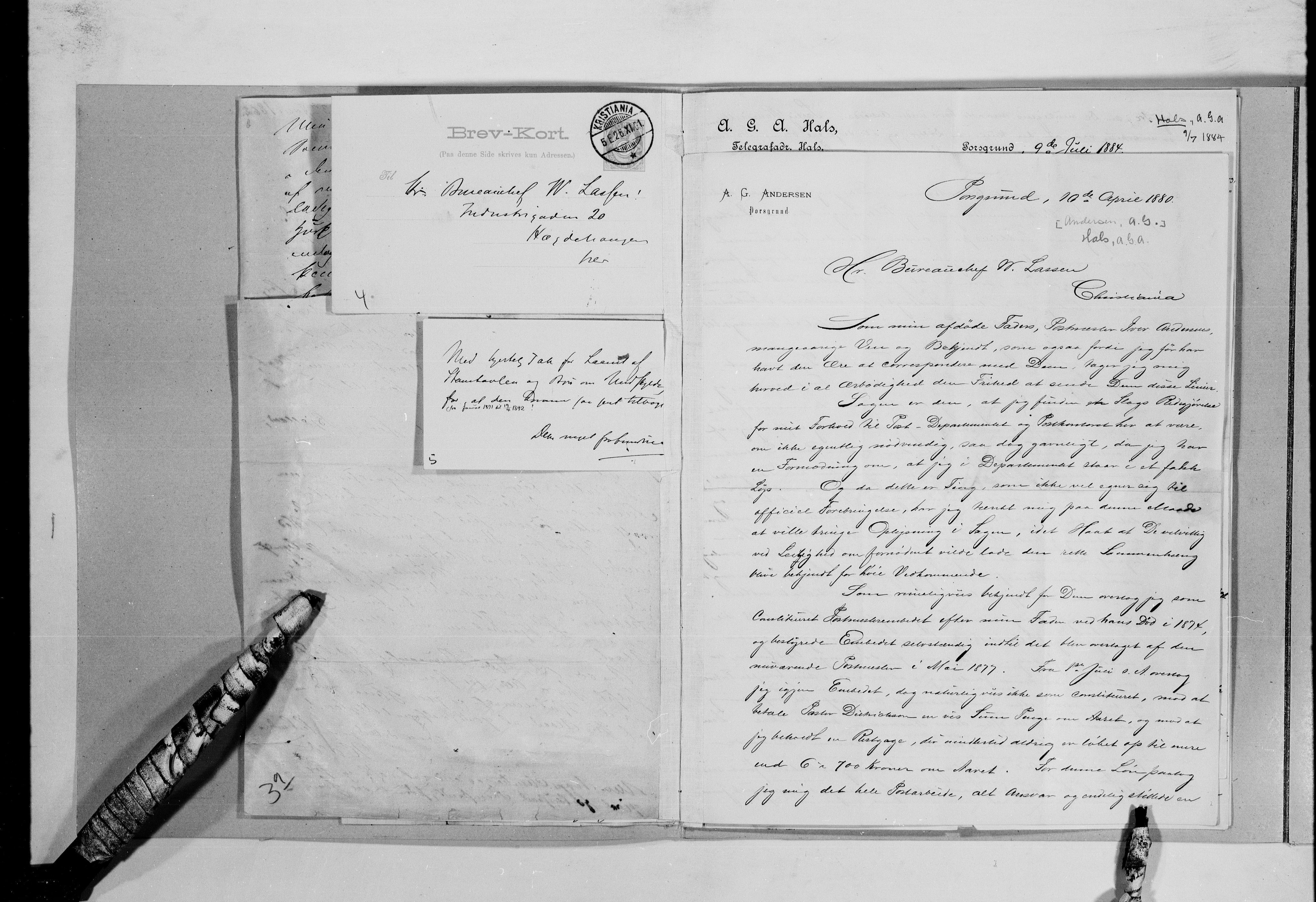 Lassens samlinger, AV/RA-PA-0051/G/L0098: Alfabetisk ordnede brev til Wilhelm Lassen: Hagemann - Jørgensen, 1815-1907, p. 9