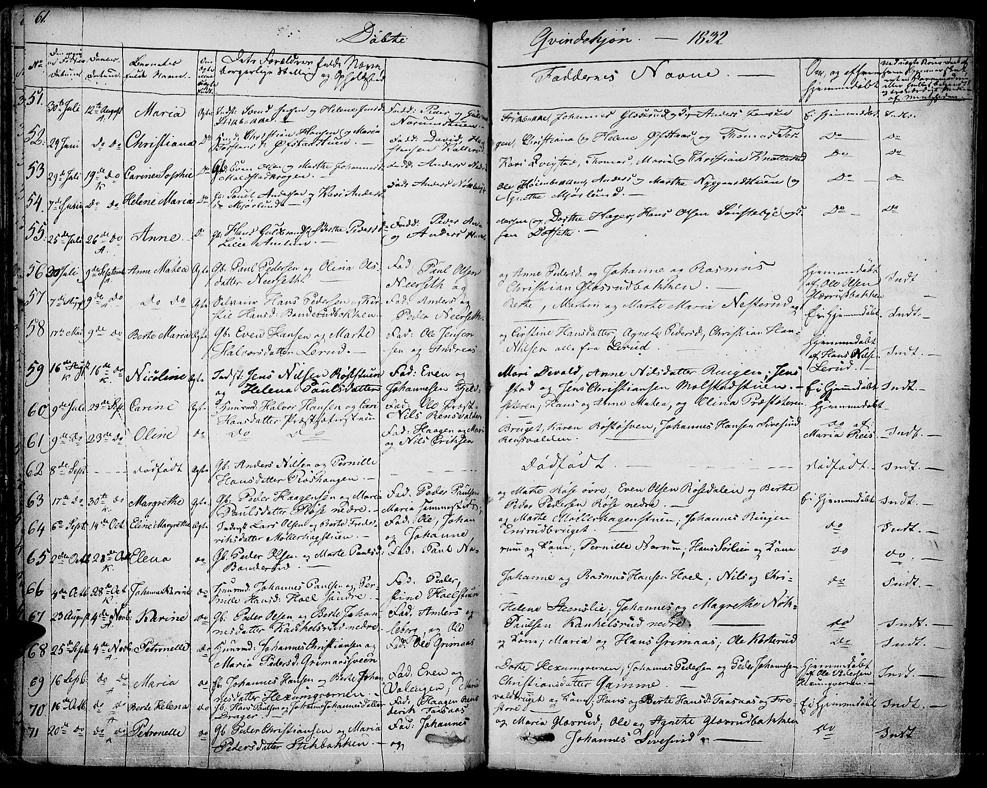 Vestre Toten prestekontor, AV/SAH-PREST-108/H/Ha/Haa/L0002: Parish register (official) no. 2, 1825-1837, p. 61