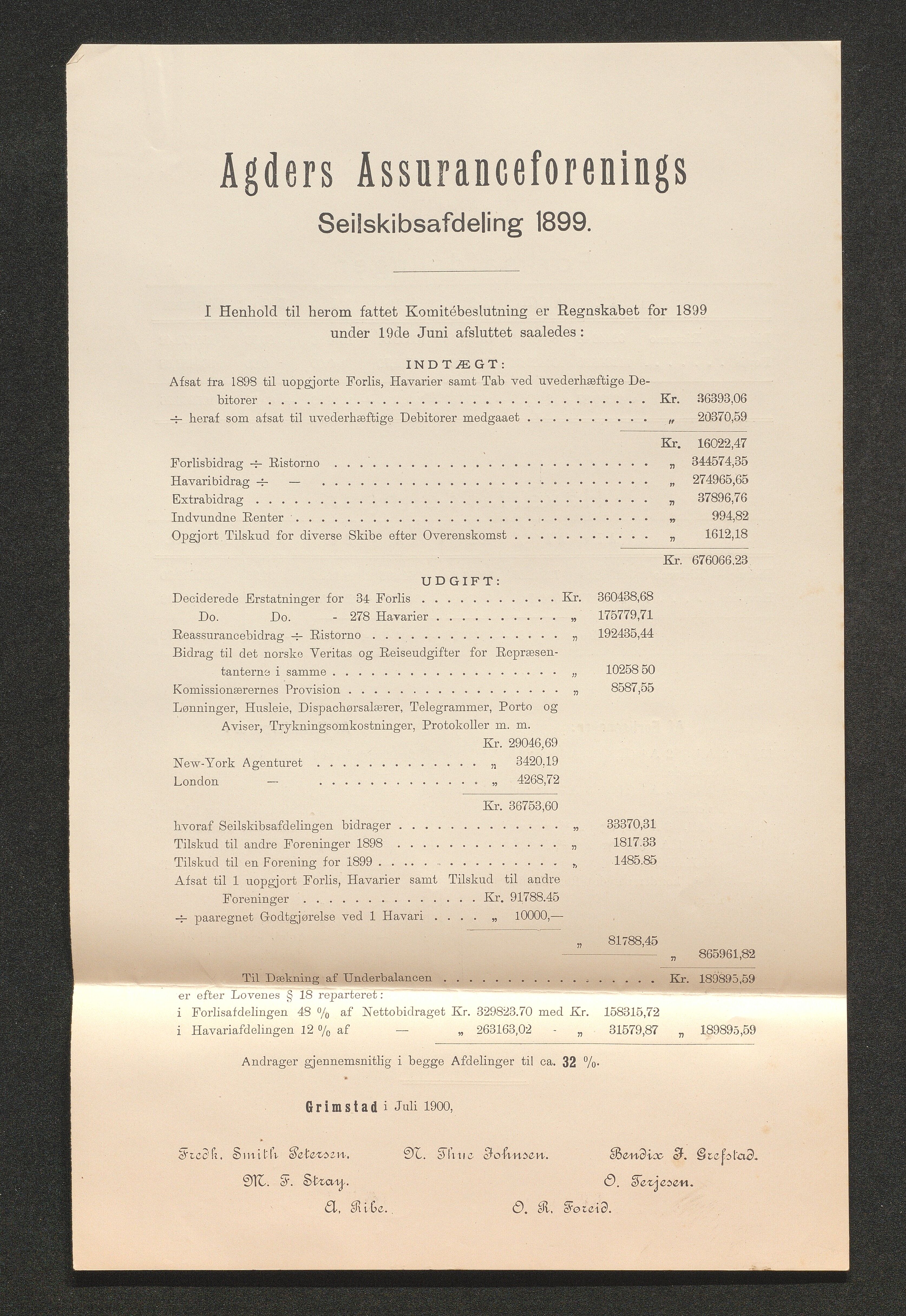 Agders Gjensidige Assuranceforening, AAKS/PA-1718/05/L0003: Regnskap, seilavdeling, pakkesak, 1890-1912