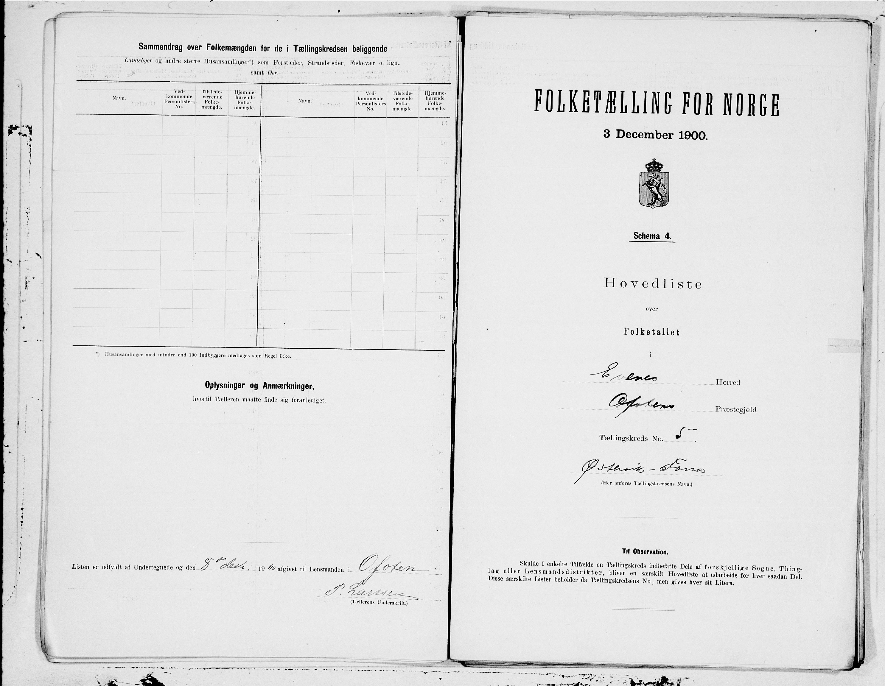 SAT, 1900 census for Evenes, 1900, p. 10