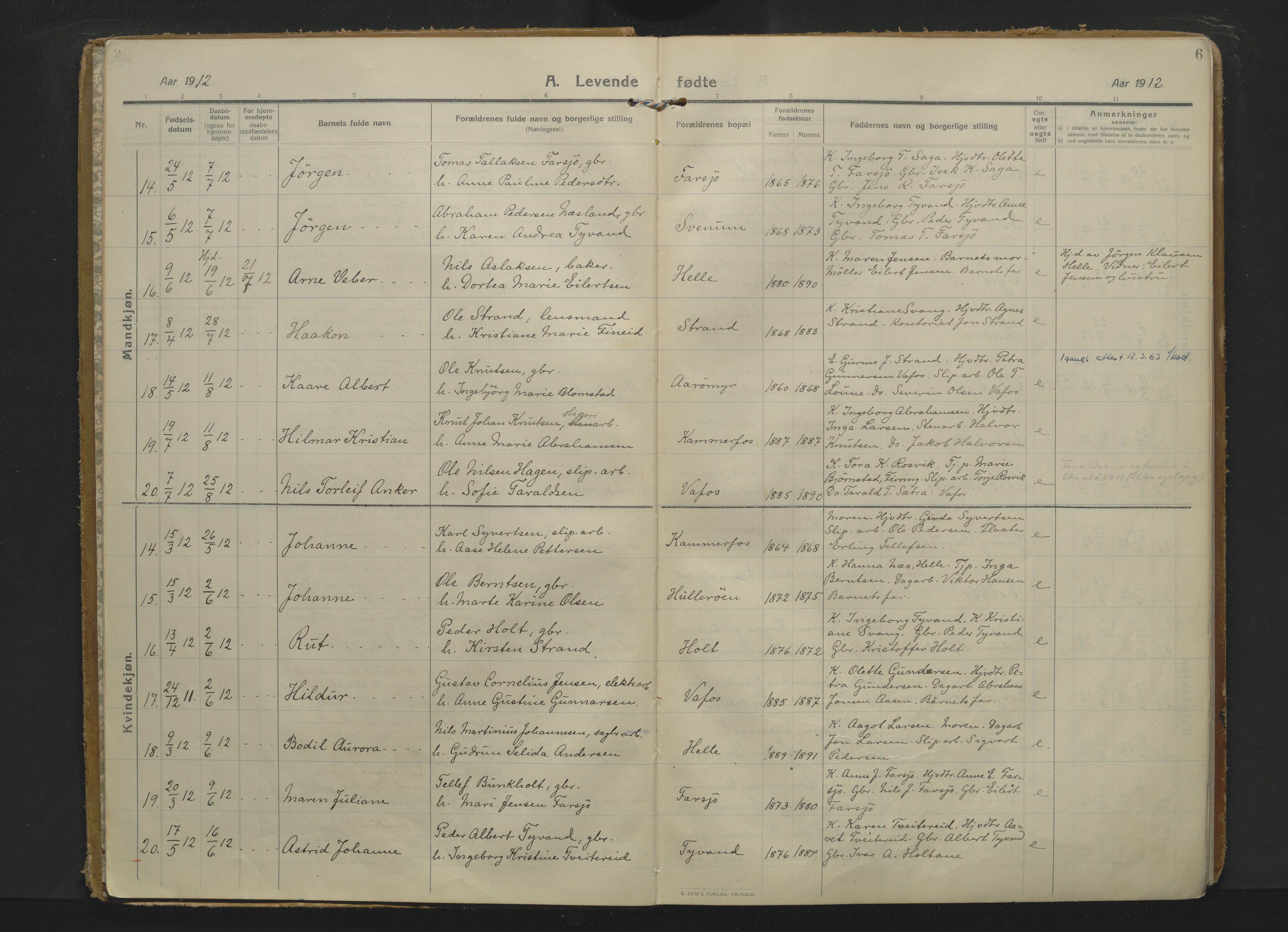 Sannidal kirkebøker, AV/SAKO-A-296/F/Fa/L0017: Parish register (official) no. 17, 1910-1924, p. 6