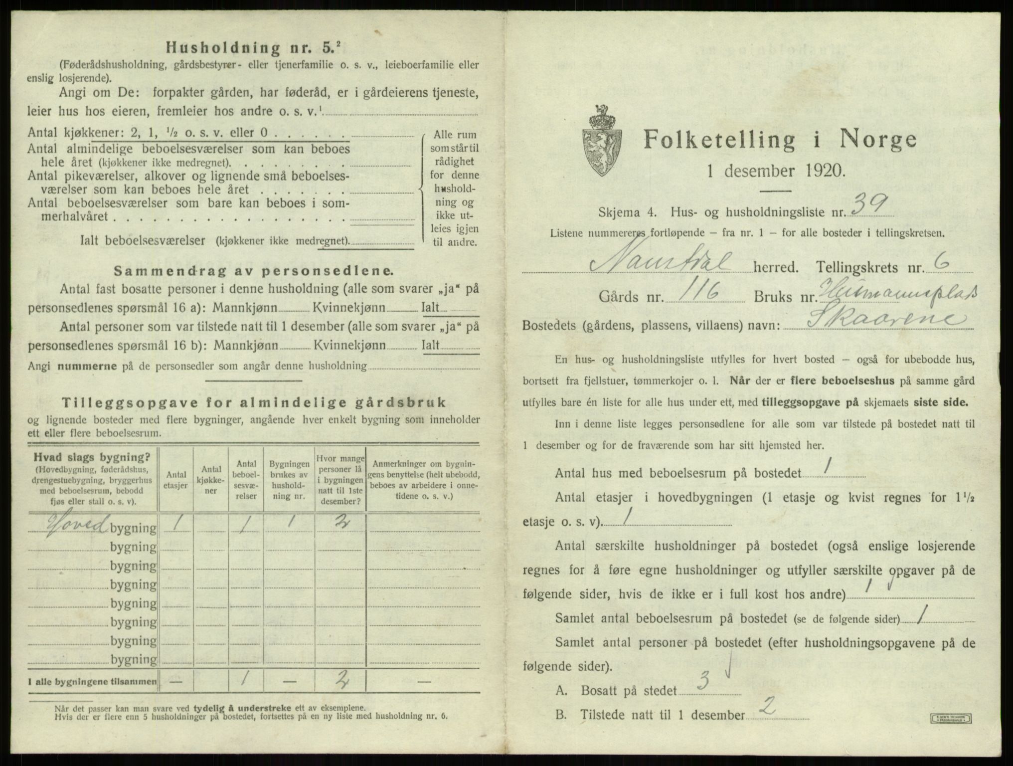 SAB, 1920 census for Naustdal, 1920, p. 588