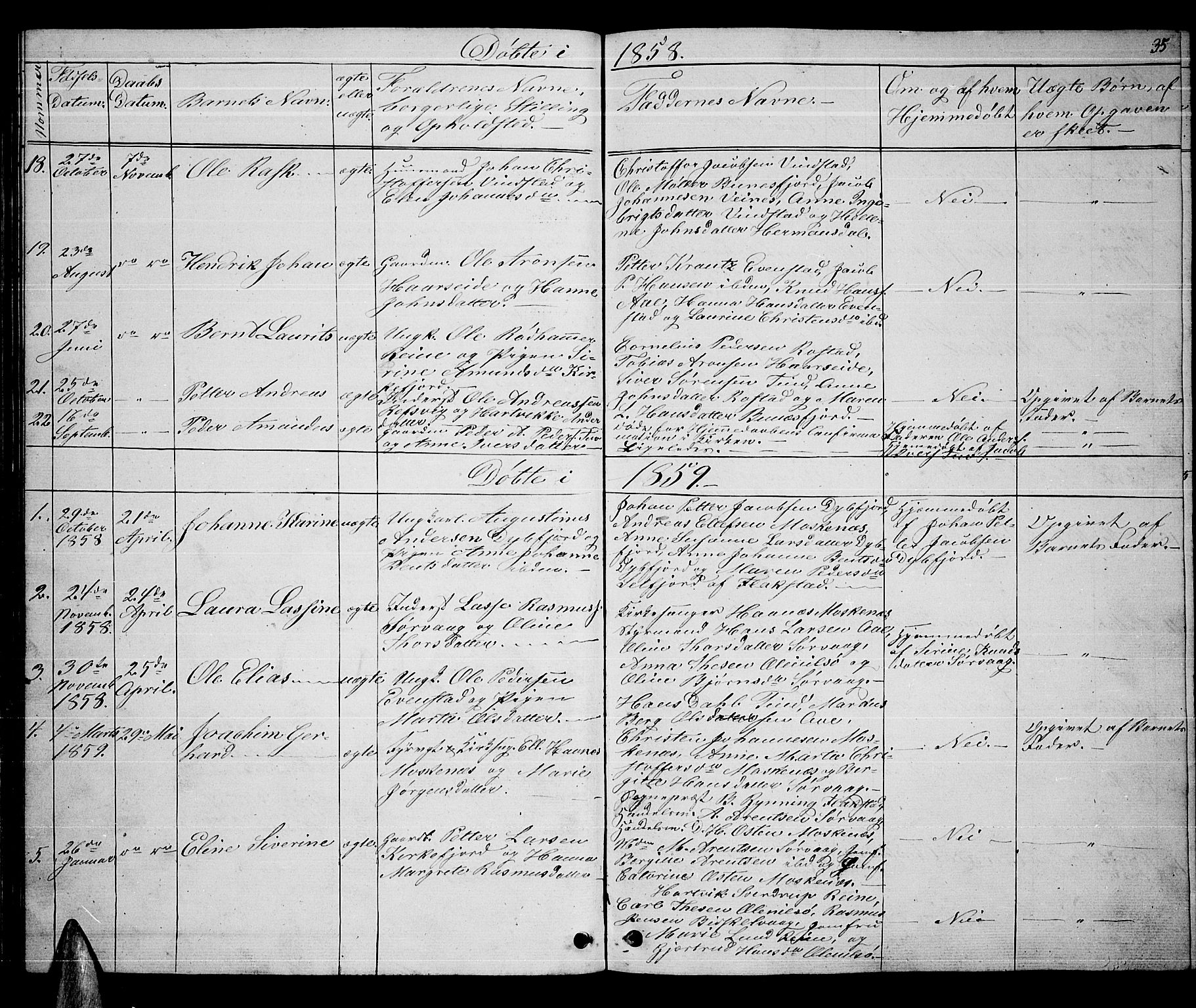 Ministerialprotokoller, klokkerbøker og fødselsregistre - Nordland, SAT/A-1459/886/L1224: Parish register (copy) no. 886C01, 1843-1873, p. 35