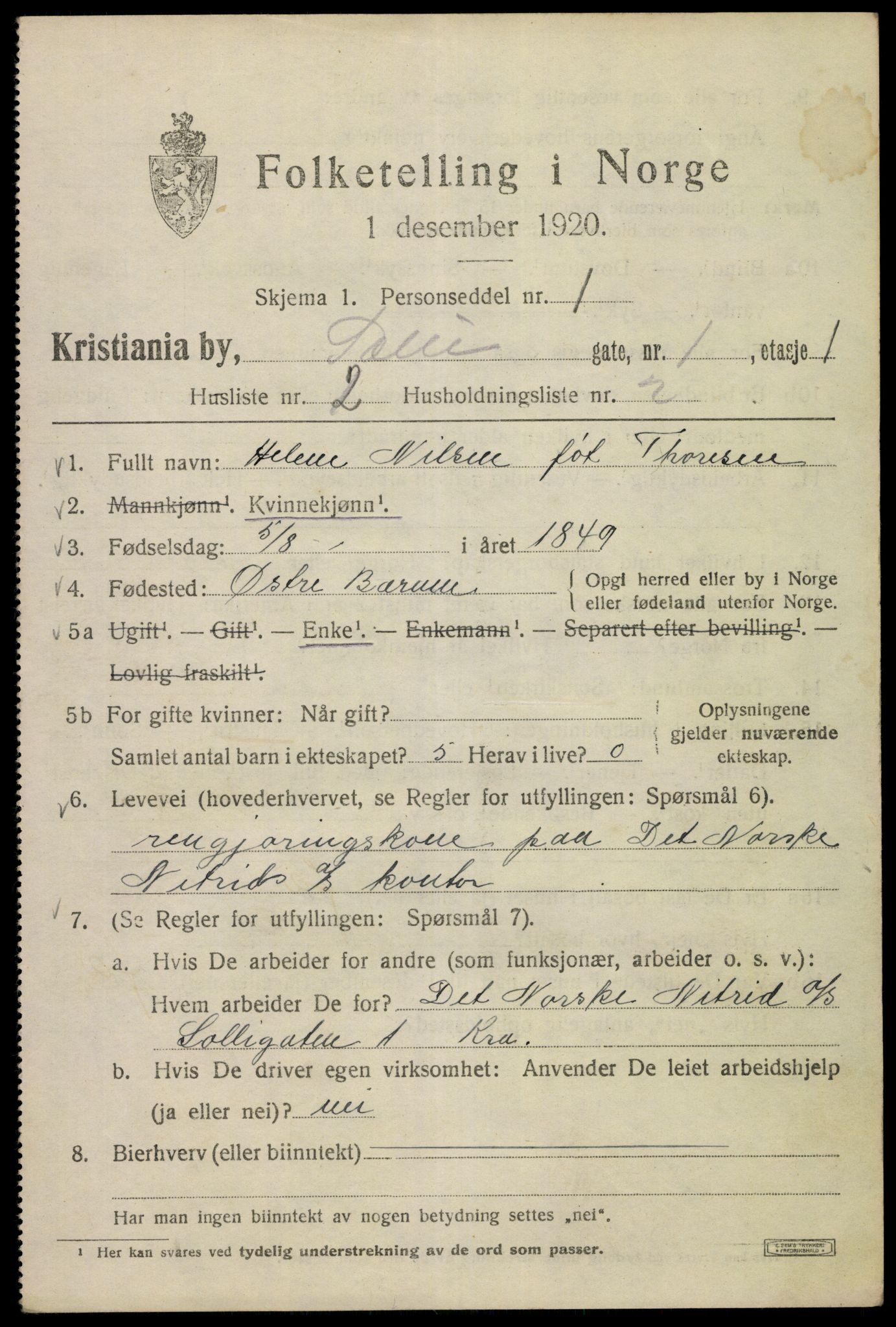 SAO, 1920 census for Kristiania, 1920, p. 527781