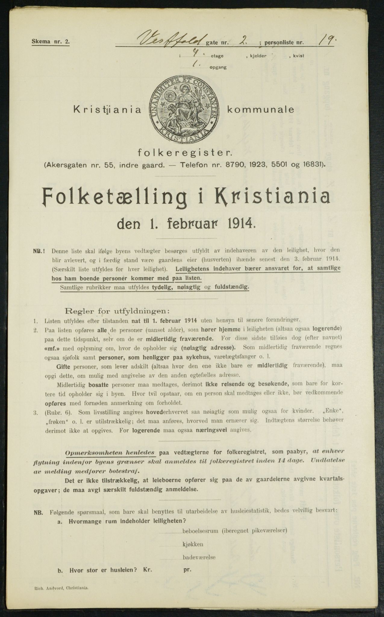 OBA, Municipal Census 1914 for Kristiania, 1914, p. 123466