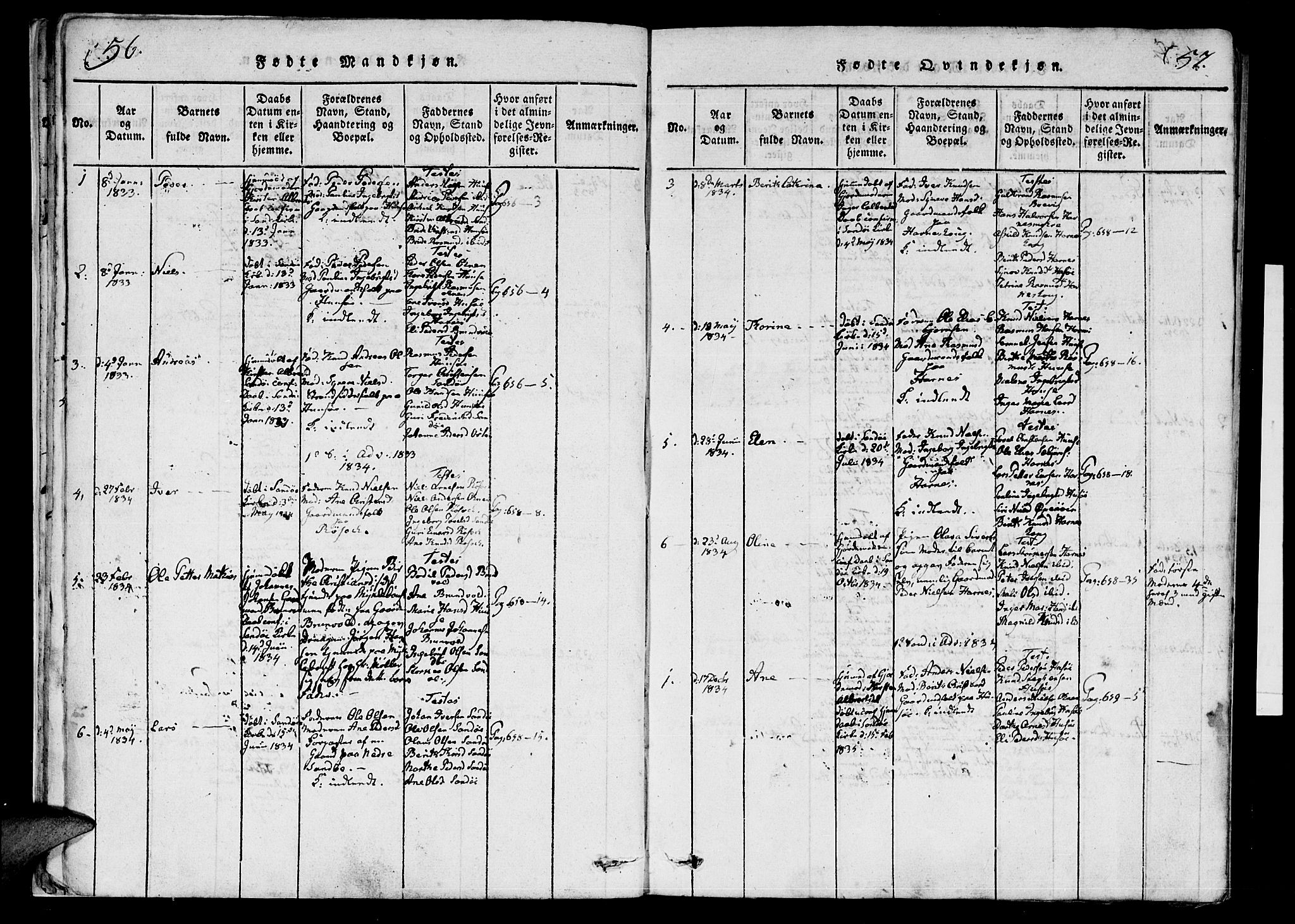 Ministerialprotokoller, klokkerbøker og fødselsregistre - Møre og Romsdal, AV/SAT-A-1454/561/L0727: Parish register (official) no. 561A01, 1817-1858, p. 56-57