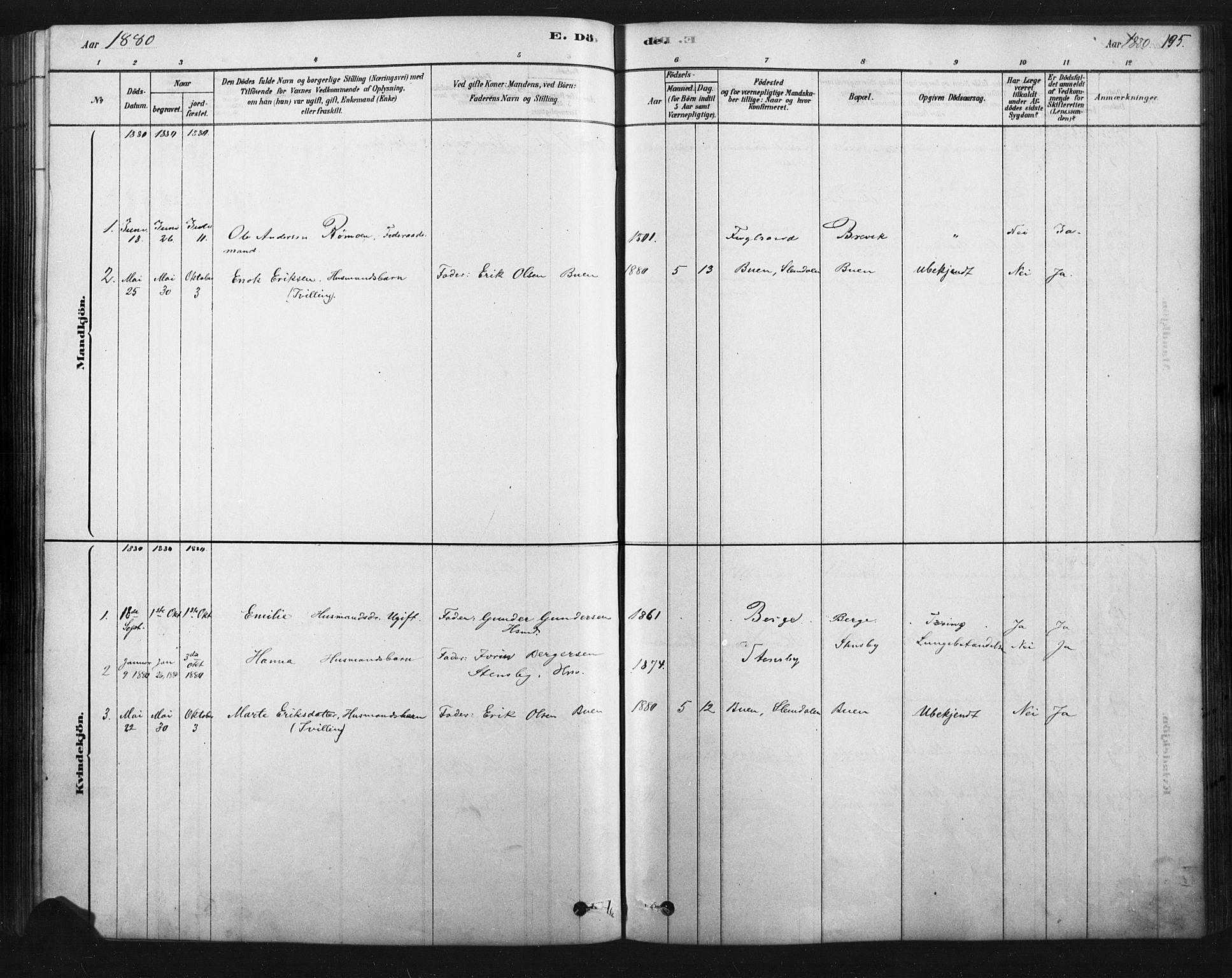 Åmot prestekontor, Hedmark, SAH/PREST-056/H/Ha/Haa/L0012: Parish register (official) no. 12, 1878-1901, p. 195