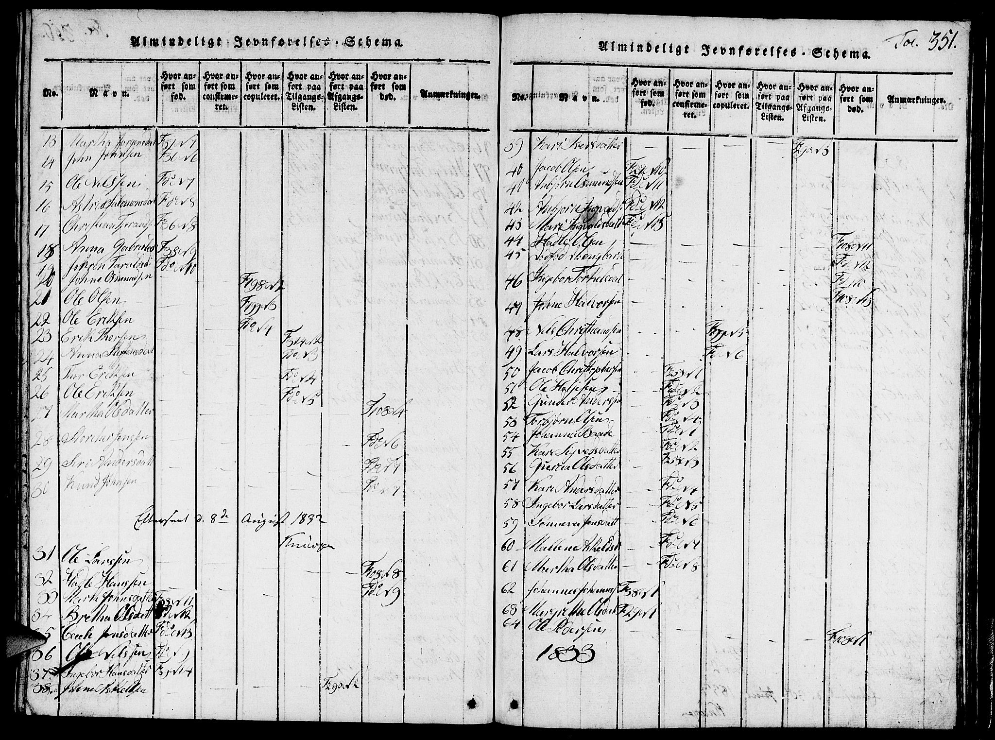 Vikedal sokneprestkontor, AV/SAST-A-101840/01/V: Parish register (copy) no. B 1, 1816-1853, p. 351