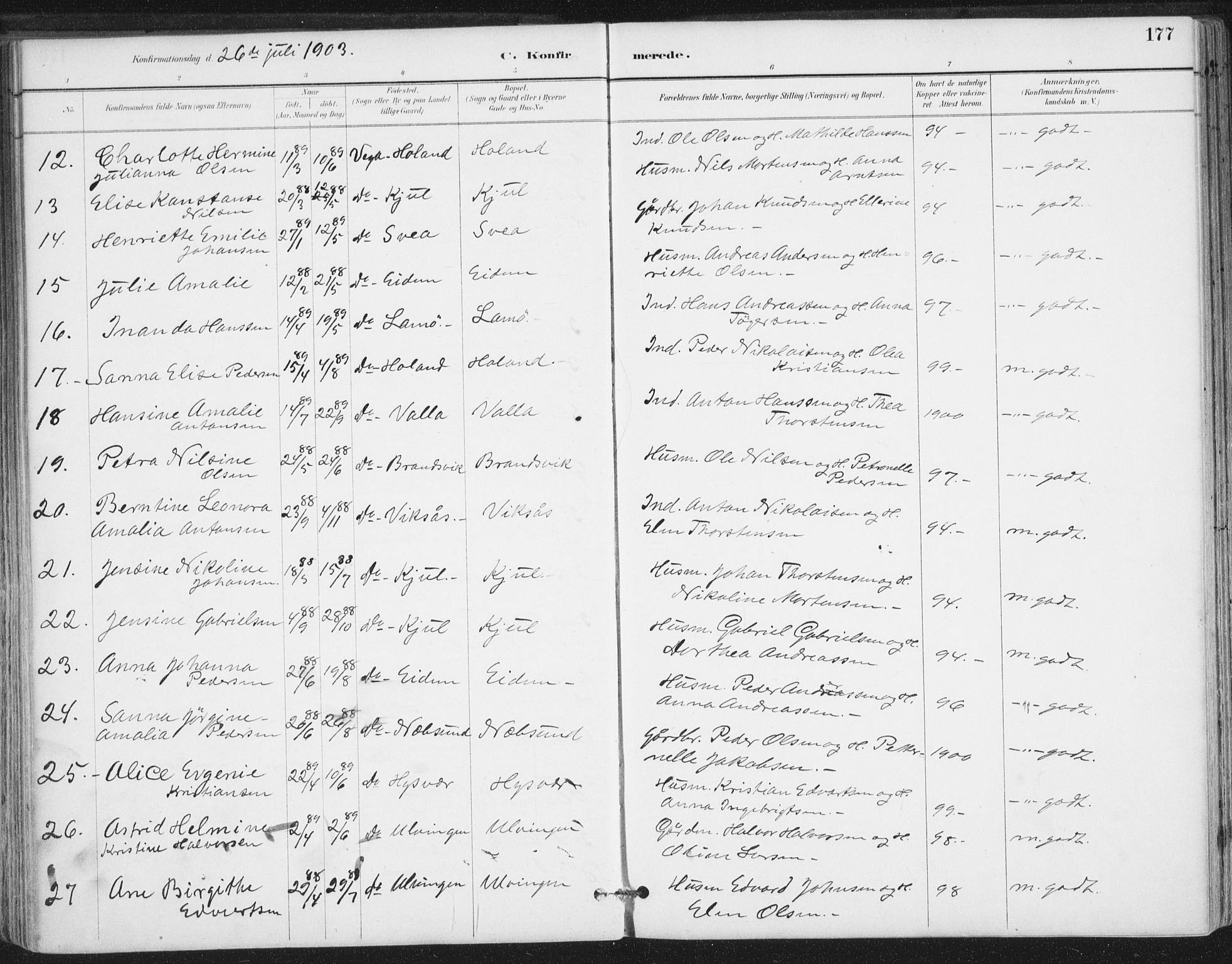 Ministerialprotokoller, klokkerbøker og fødselsregistre - Nordland, AV/SAT-A-1459/816/L0244: Parish register (official) no. 816A10, 1886-1903, p. 177