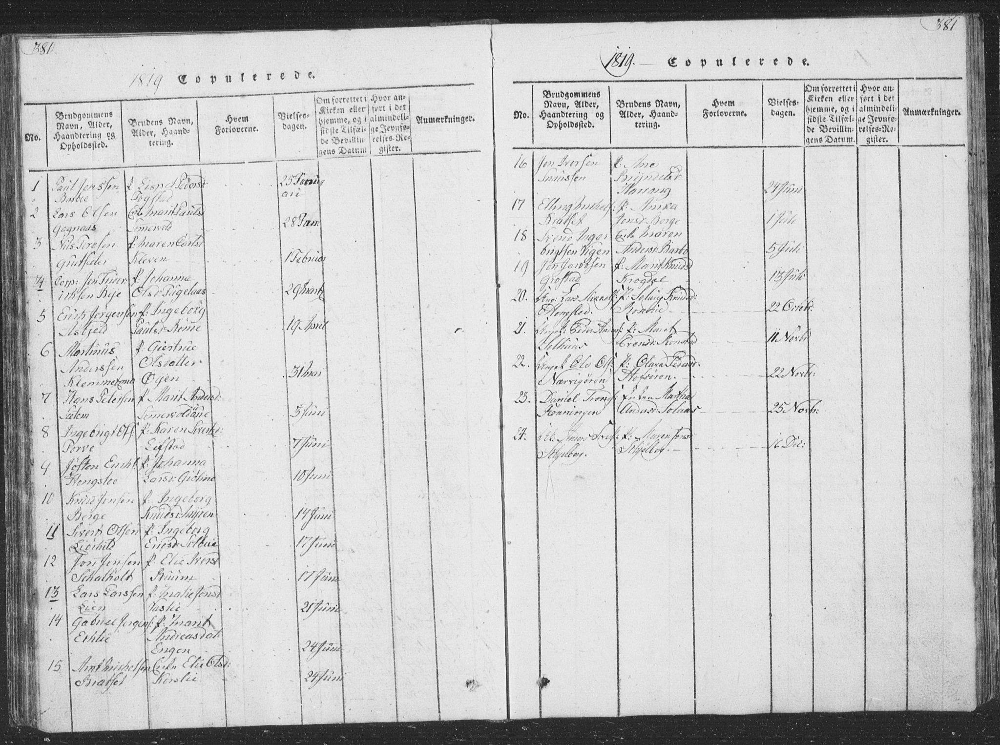 Ministerialprotokoller, klokkerbøker og fødselsregistre - Sør-Trøndelag, SAT/A-1456/668/L0816: Parish register (copy) no. 668C05, 1816-1893, p. 380-381