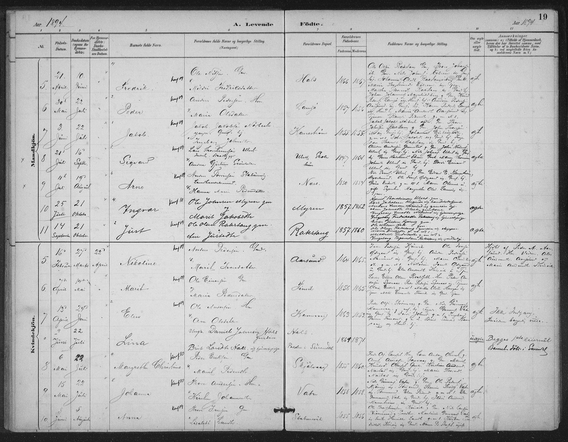 Ministerialprotokoller, klokkerbøker og fødselsregistre - Møre og Romsdal, AV/SAT-A-1454/587/L1000: Parish register (official) no. 587A02, 1887-1910, p. 19