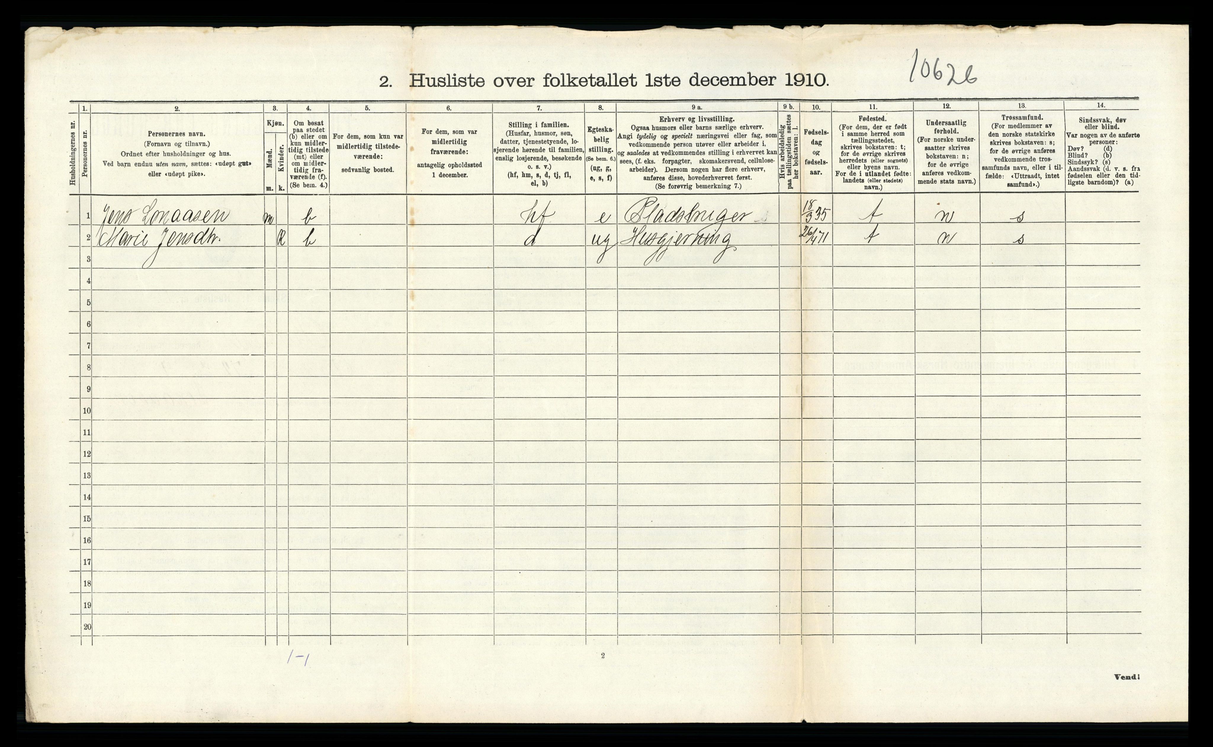 RA, 1910 census for Birkenes, 1910, p. 683