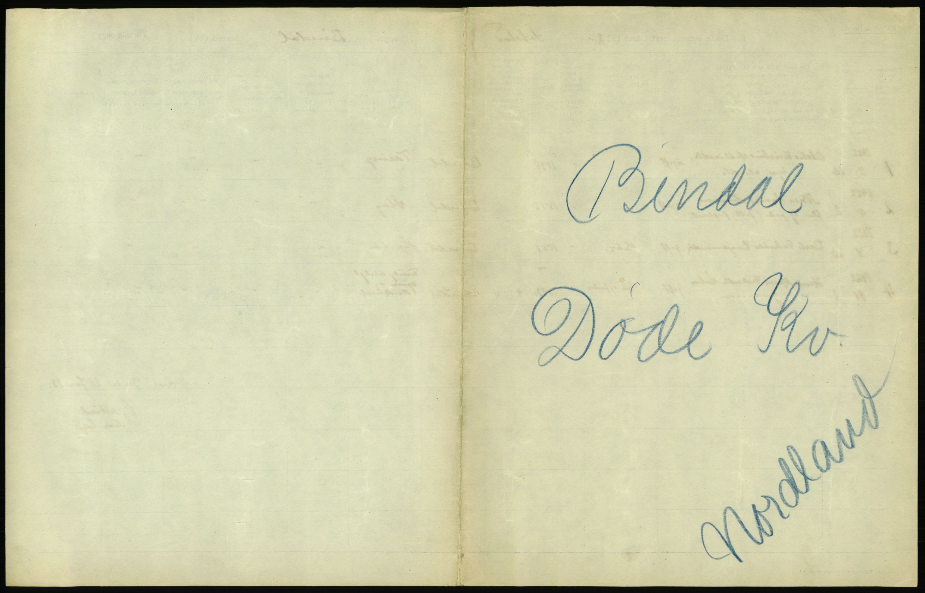 Statistisk sentralbyrå, Sosiodemografiske emner, Befolkning, RA/S-2228/D/Df/Dfc/Dfcb/L0046: Nordland fylke: Døde. Bygder og byer., 1922, p. 303