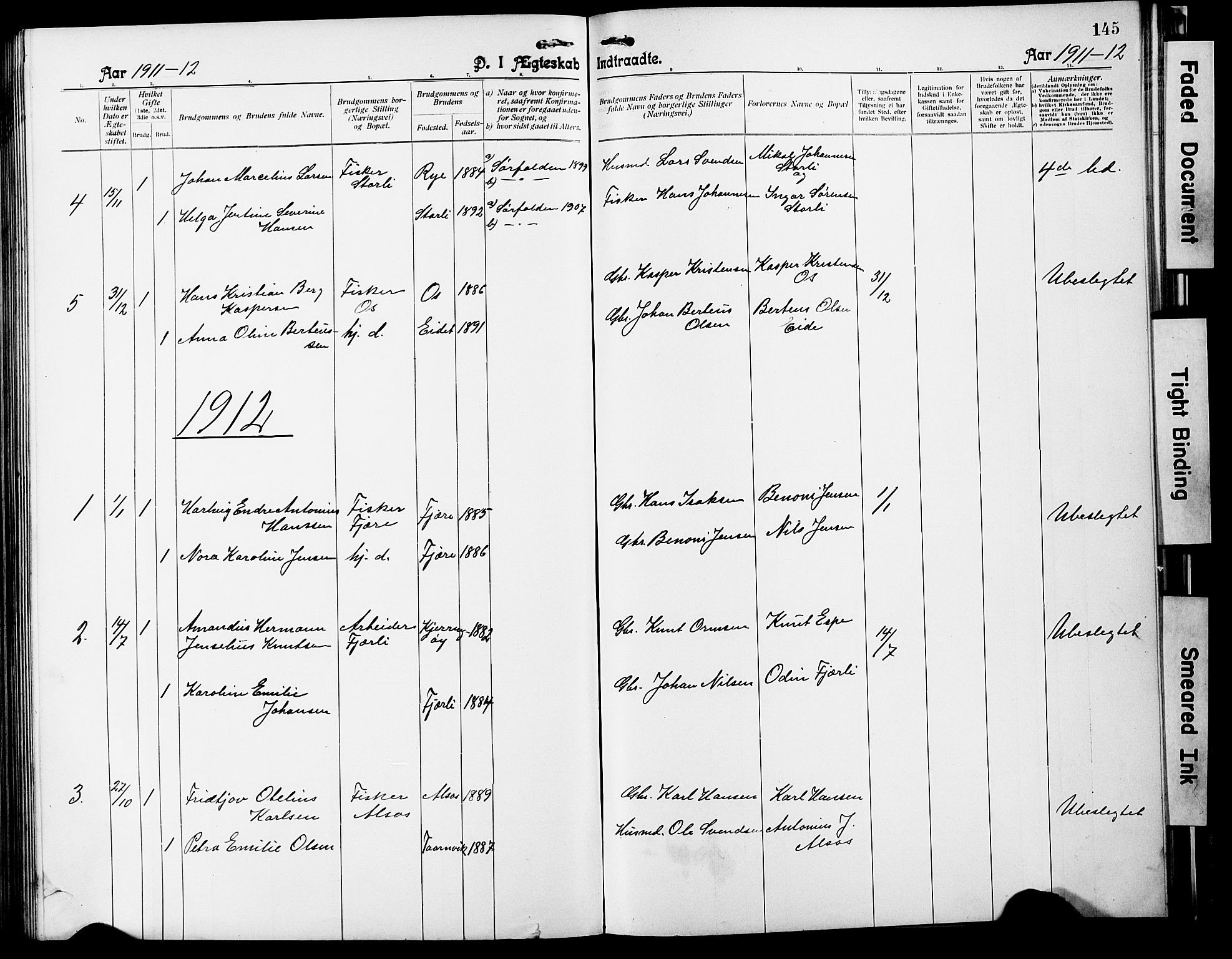Ministerialprotokoller, klokkerbøker og fødselsregistre - Nordland, SAT/A-1459/803/L0077: Parish register (copy) no. 803C04, 1897-1930, p. 145