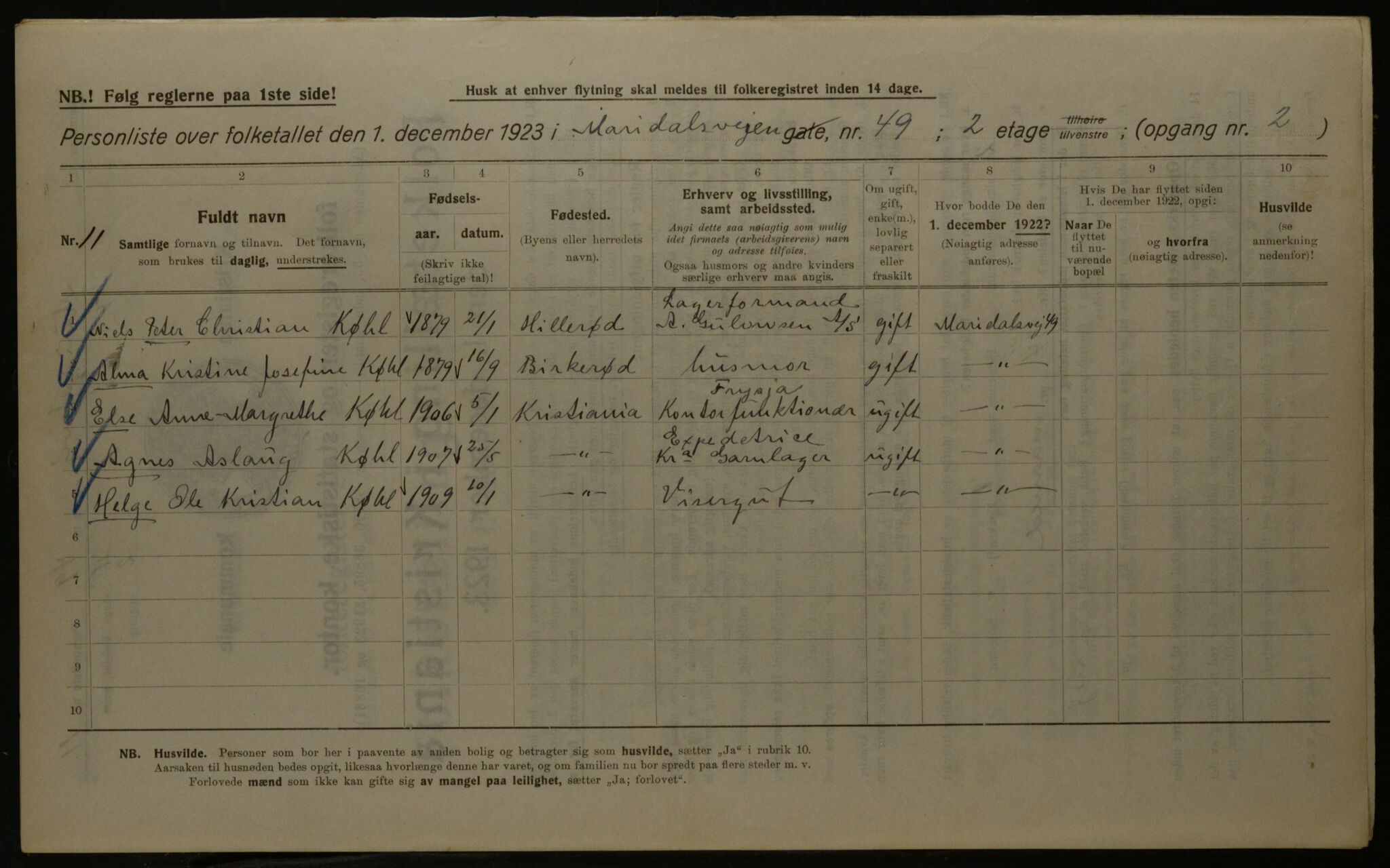 OBA, Municipal Census 1923 for Kristiania, 1923, p. 68125