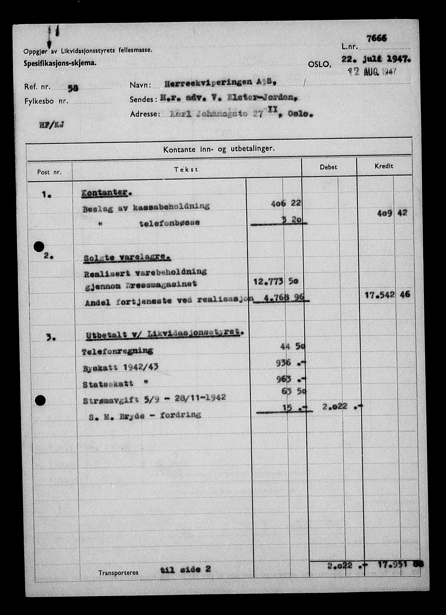 Justisdepartementet, Tilbakeføringskontoret for inndratte formuer, AV/RA-S-1564/H/Hc/Hcc/L0943: --, 1945-1947, p. 18